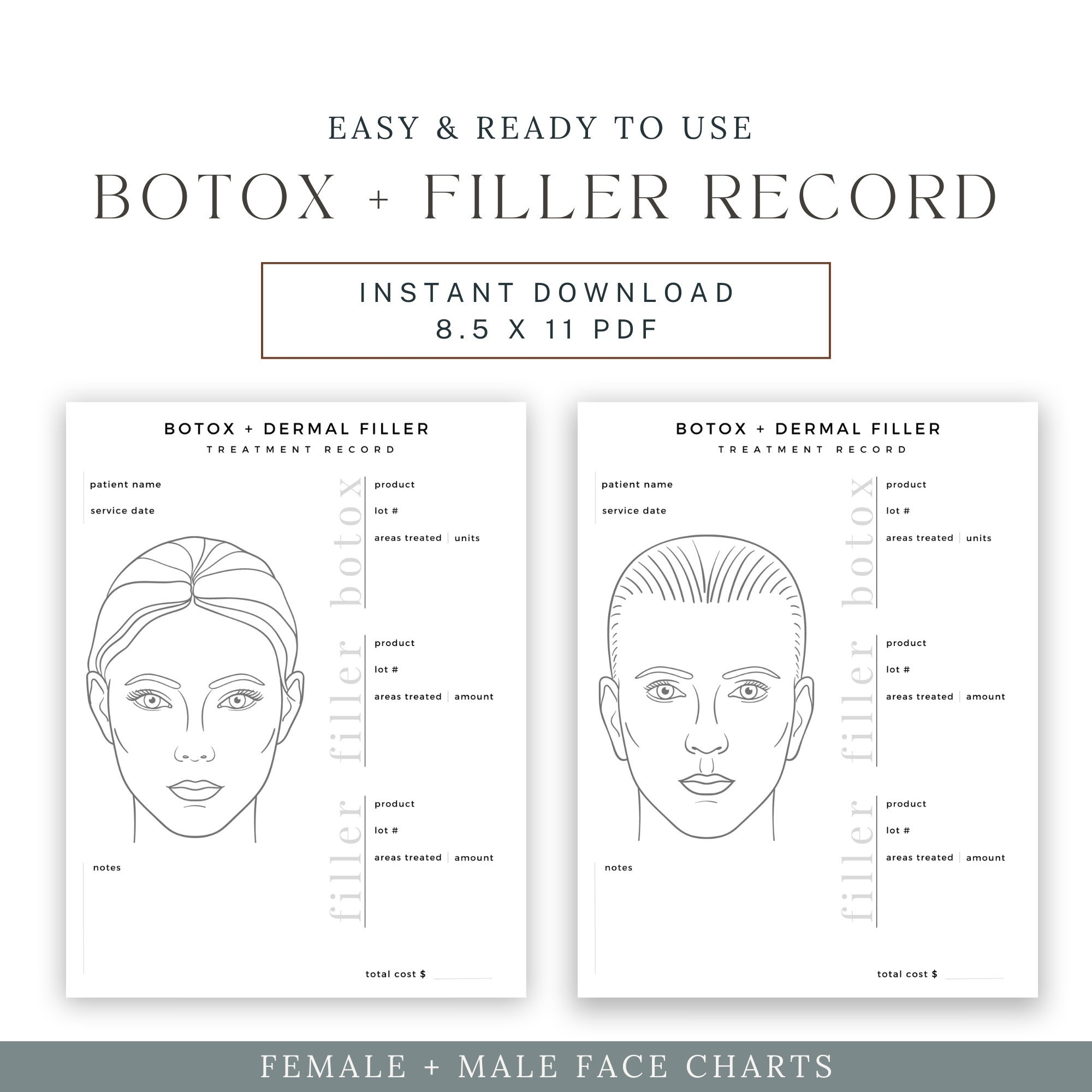 Free Printable Blank Botox Face Chart