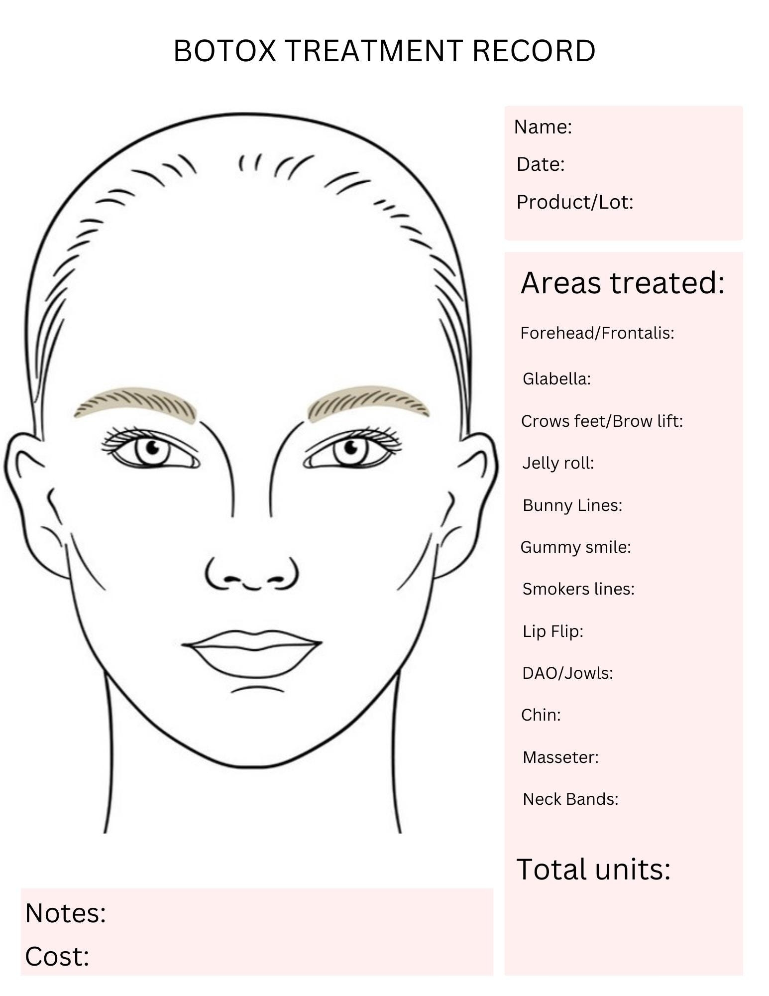 Botox Face Chart Etsy