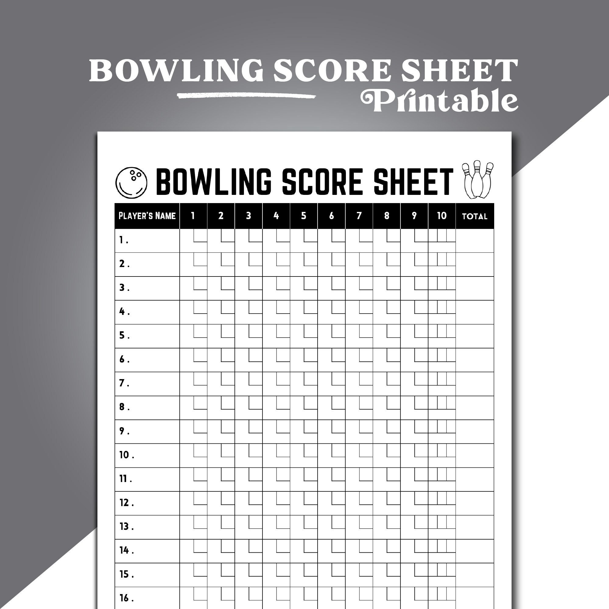 Bowling Score Sheet Printable Bowling Score Card Bowling Scorecard Template Bowling Game Score Recording Printable Bowling Score Pad Etsy Sweden
