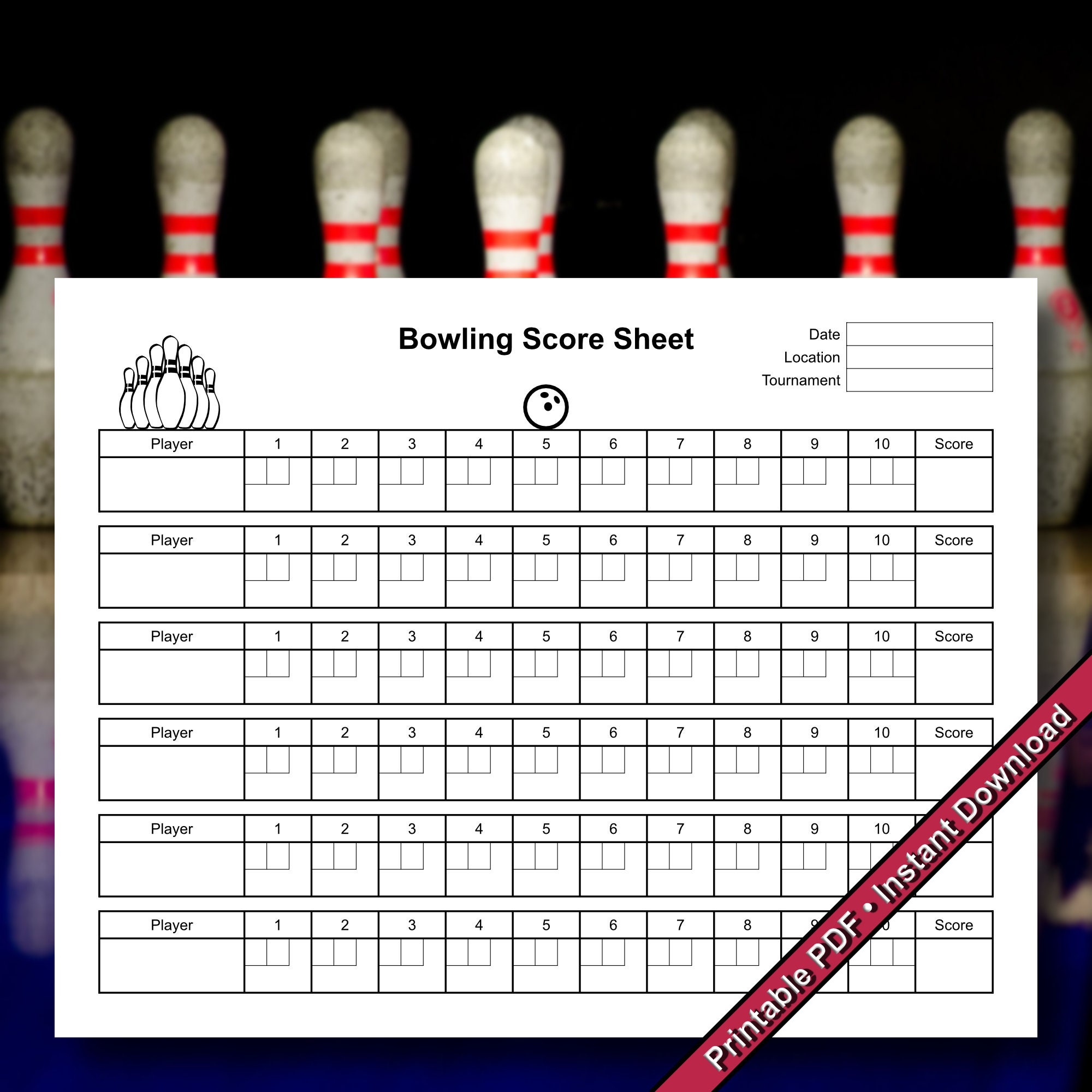 Printable Large Bowling Score Sheet