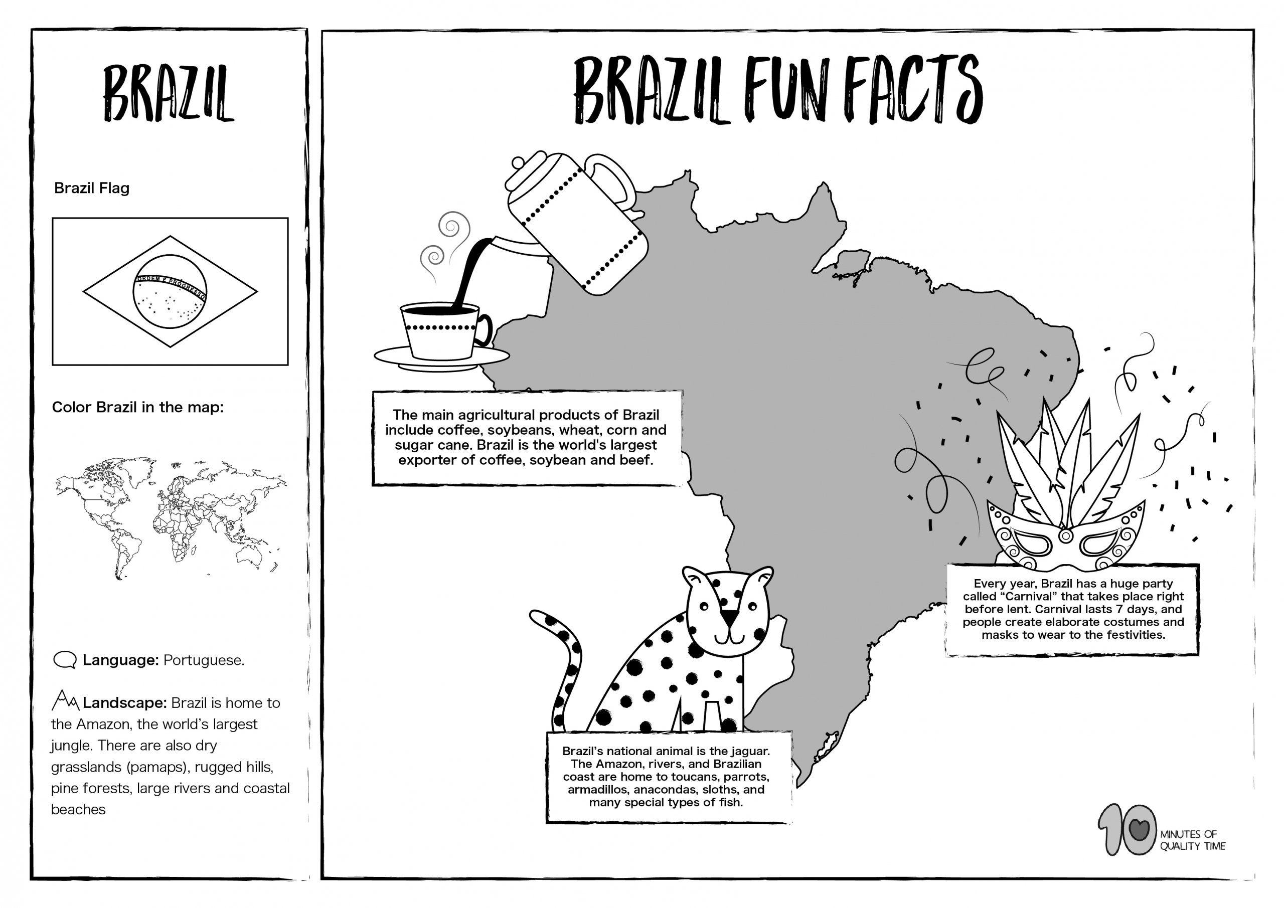 Brazil Free Lesson Plan And Worksheets 10 Minutes Of Quality Time
