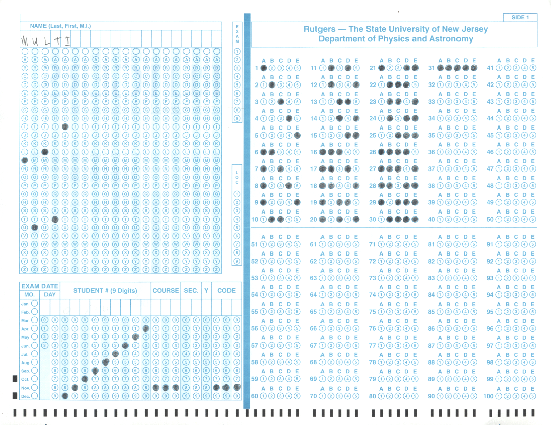 Bubble Scantron Sheet Printable