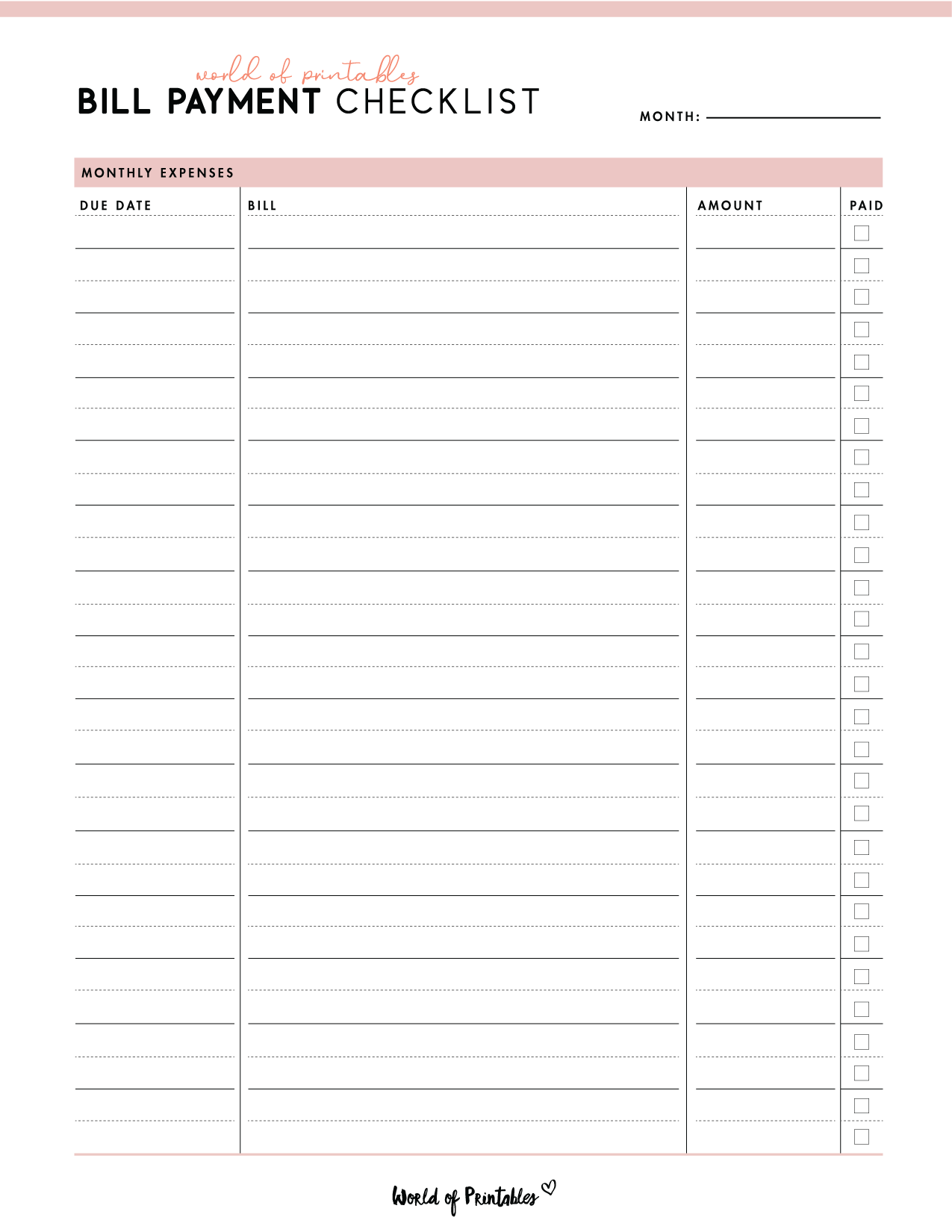 Budget Planner Monthly Bill Payment Tracker Printable Bill Pay Checklist Organizer Bill Log Planner Instant Download Monthly Expense Tracker Notebook