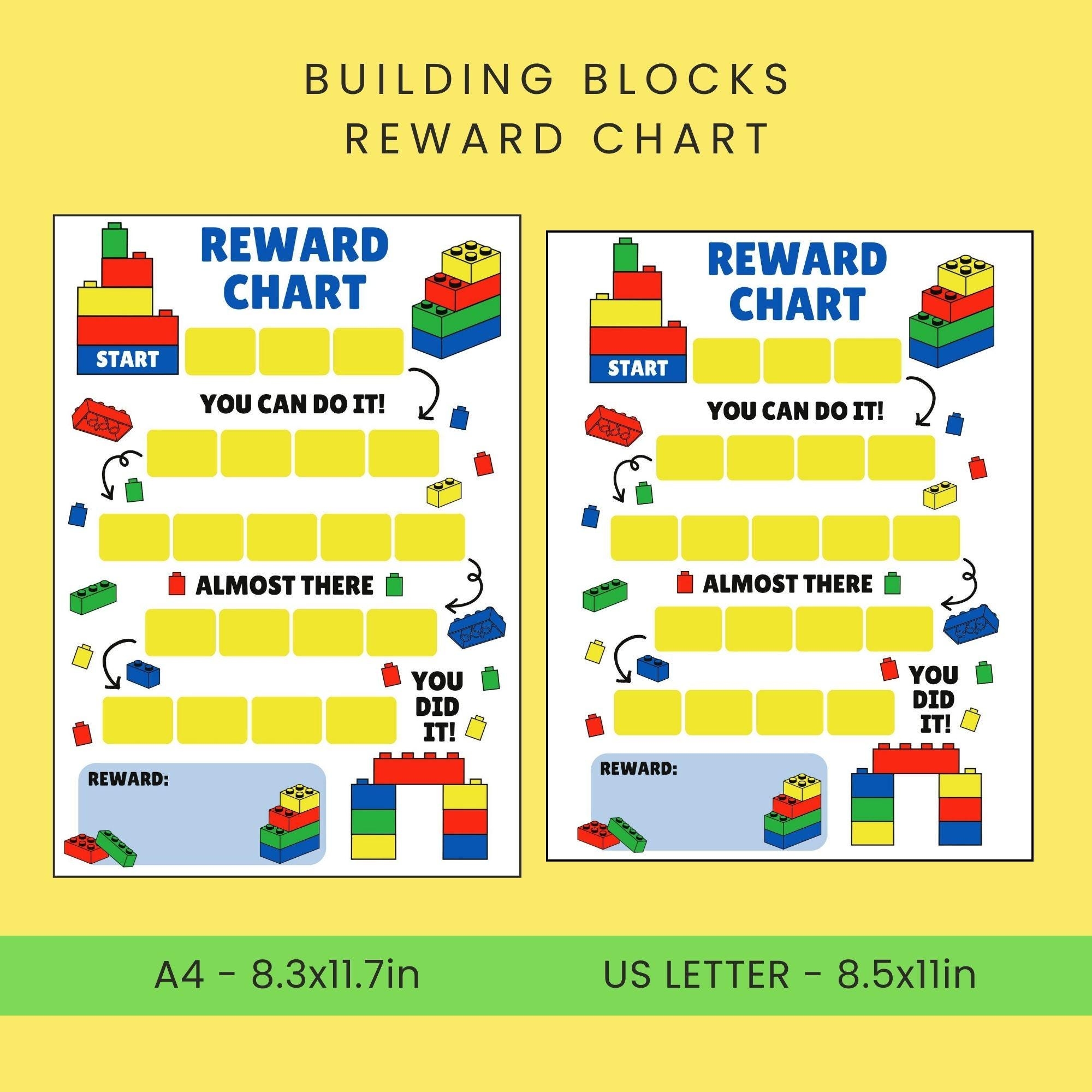 Building Blocks Reward Chart Block Sticker Chart kids Behaviour Chart Toddler Potty Chart Printable Instant Download PDF Etsy