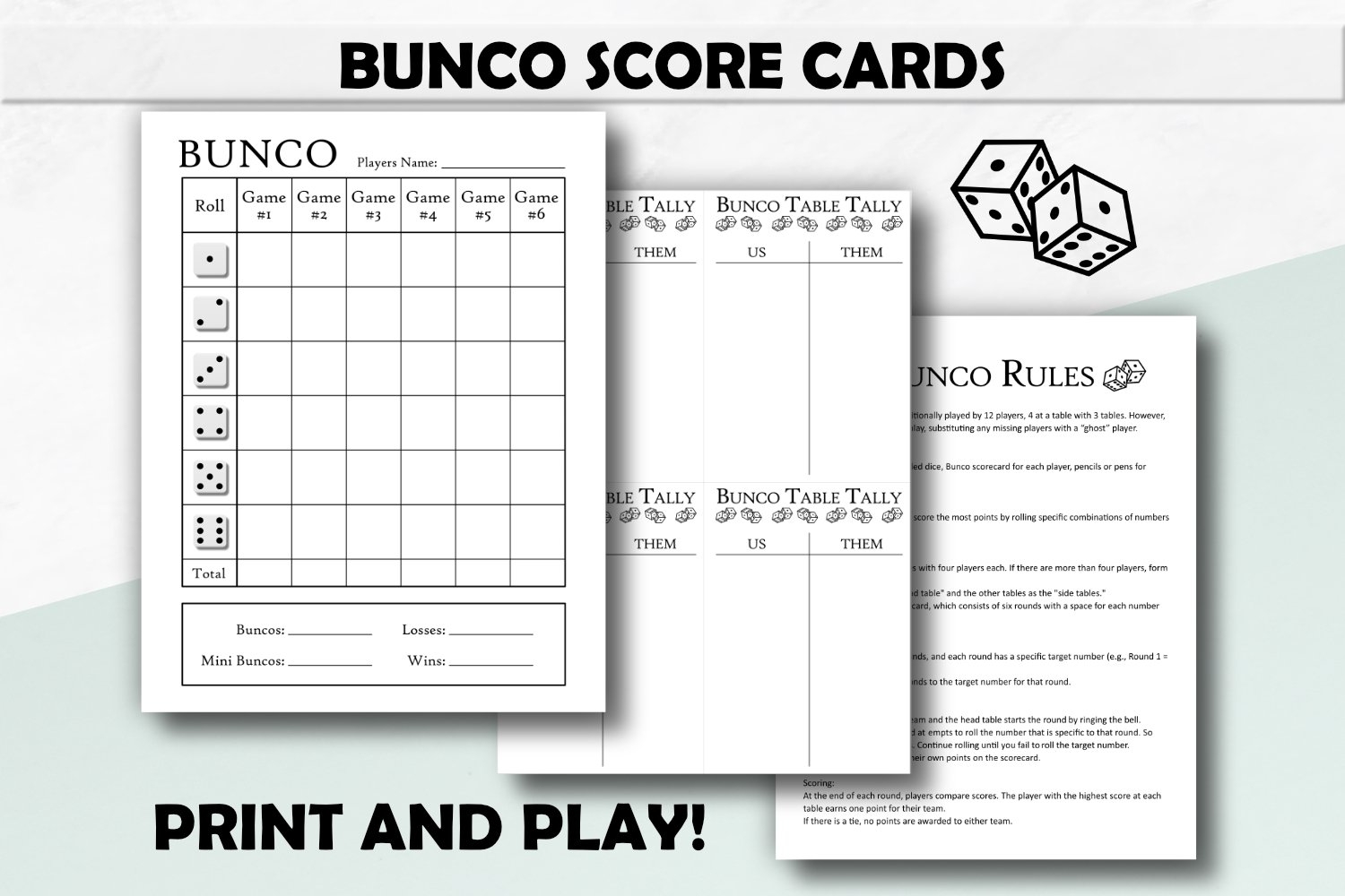 Printable Bunco Score Sheets Printable Bunco Score Sheets