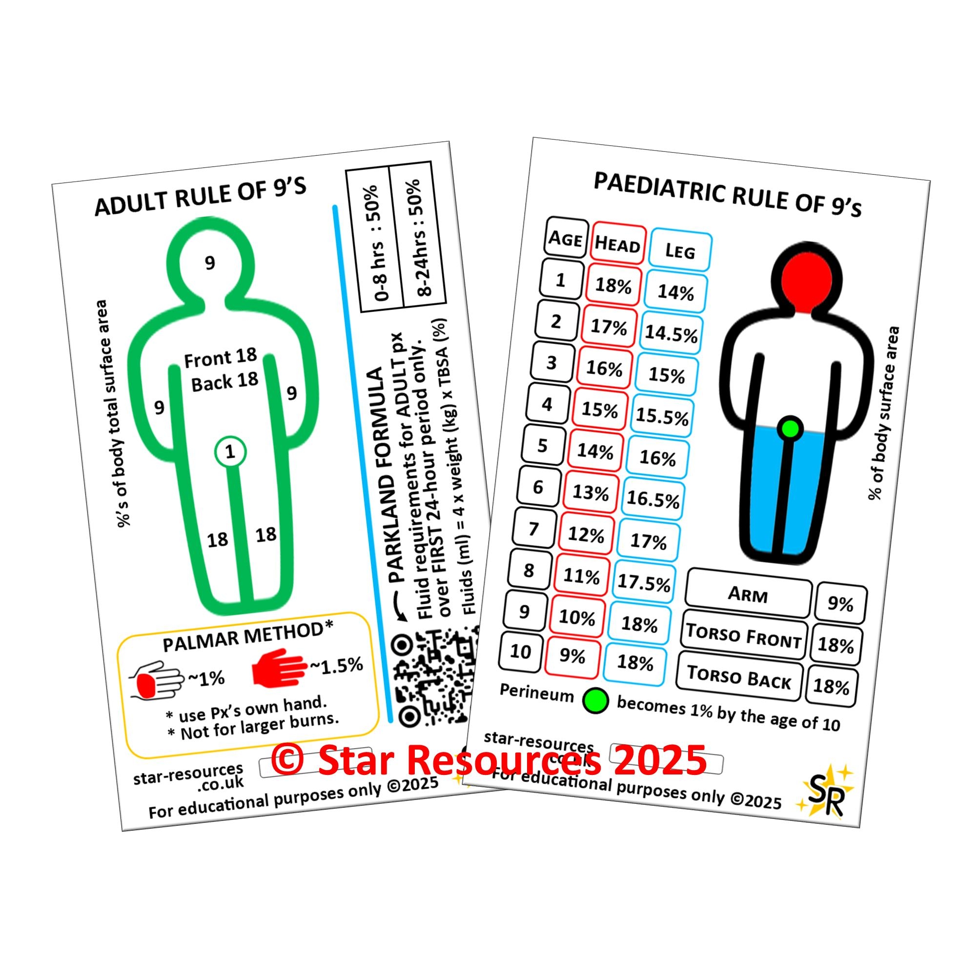 Burn Chart Reference Rule Of 9 s Palm Method Burn Chart Vertical Badge Reference Card For Medical Professionals Ruban Adh sif