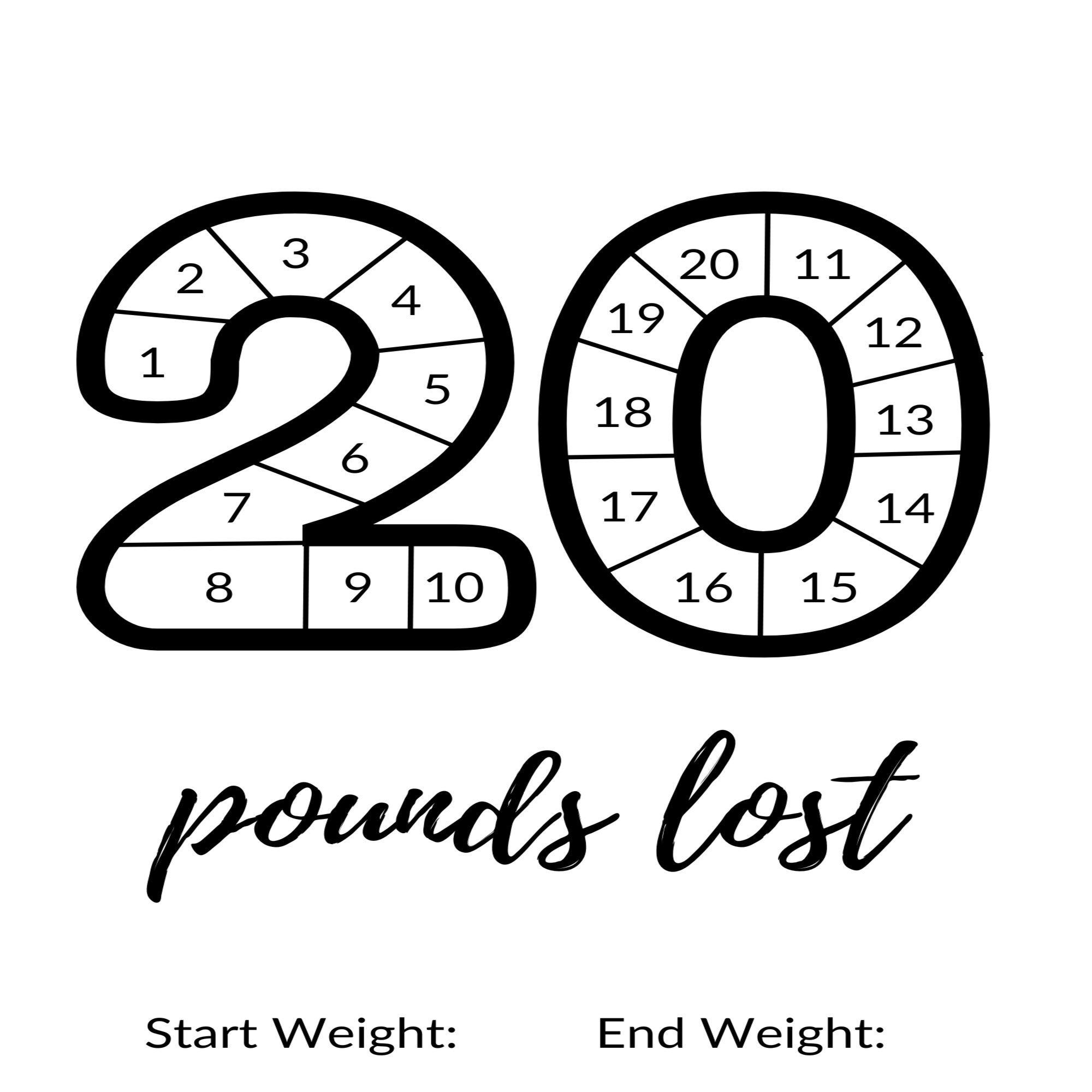 Buy 20 Lbs Weight Loss Tracker Coloring Chart Fitness Log Pounds Lost Weight Watchers Weekly Weigh in Online In India Etsy