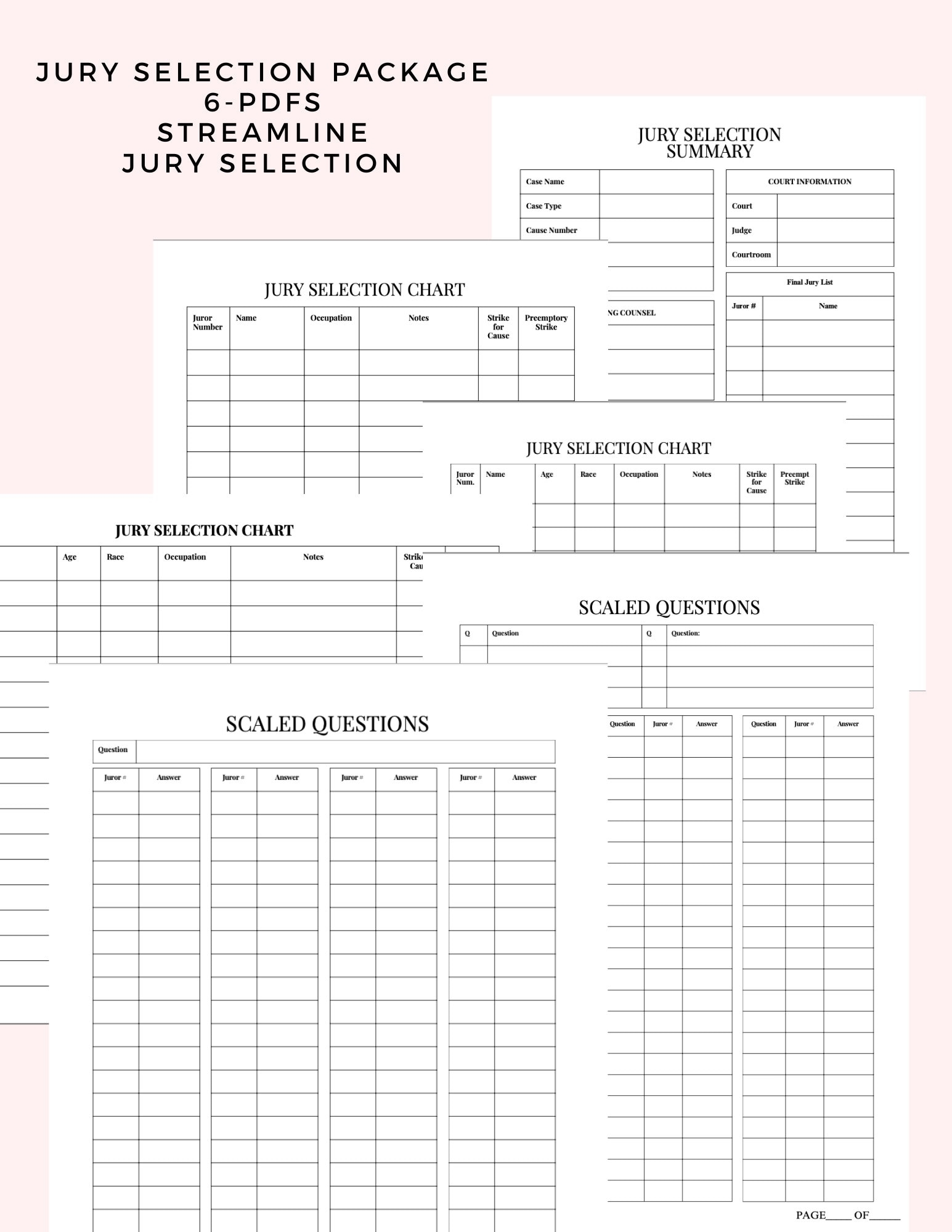 Buy Jury Selection Essentials Paralegal Planner Trial Litigation lawyer Planner case Prep Criminal Civil Templates legal Assistant Forms Online In India Etsy