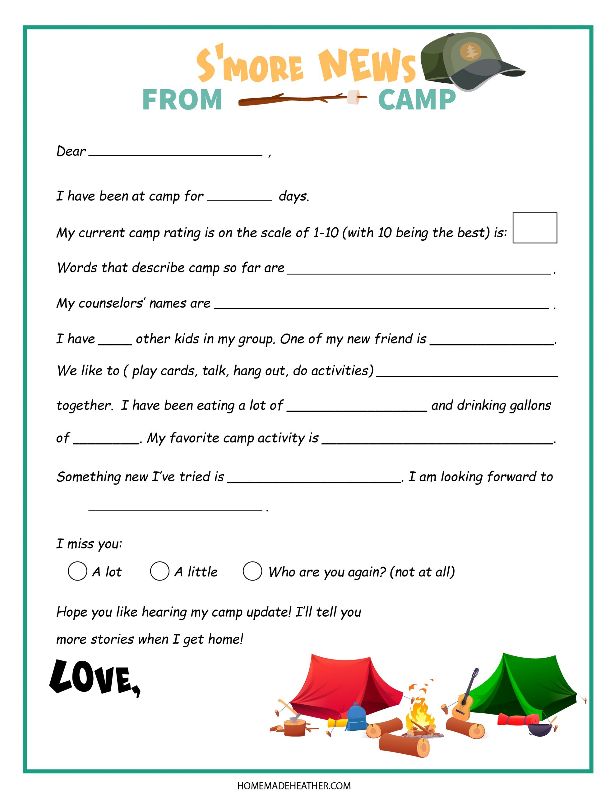 Free Printable Camping Activity Sheets