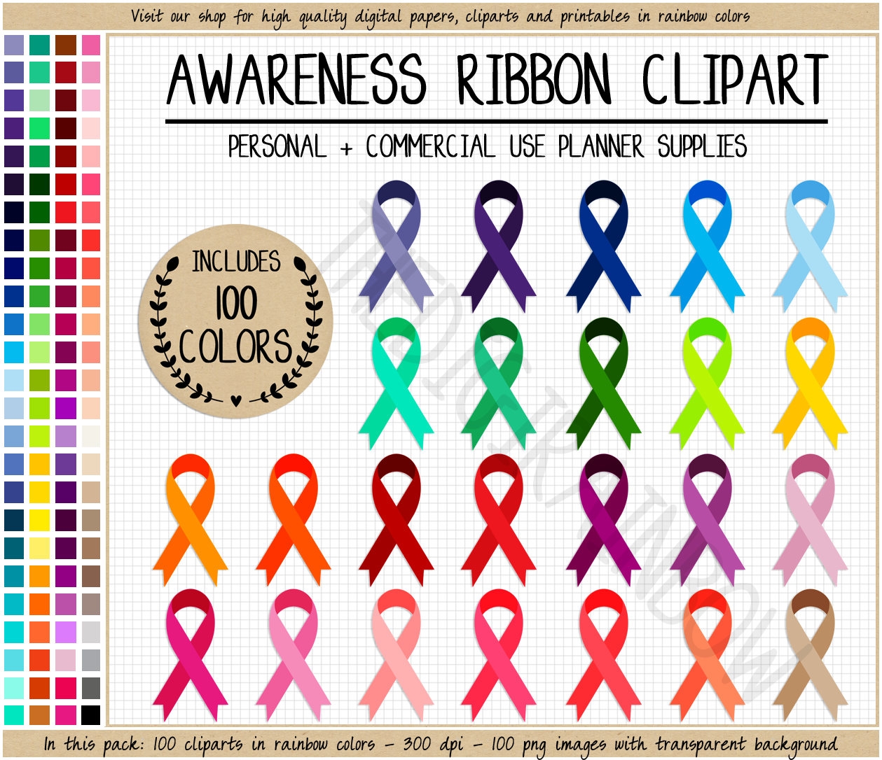 Cancer Ribbons Color Chart Etsy