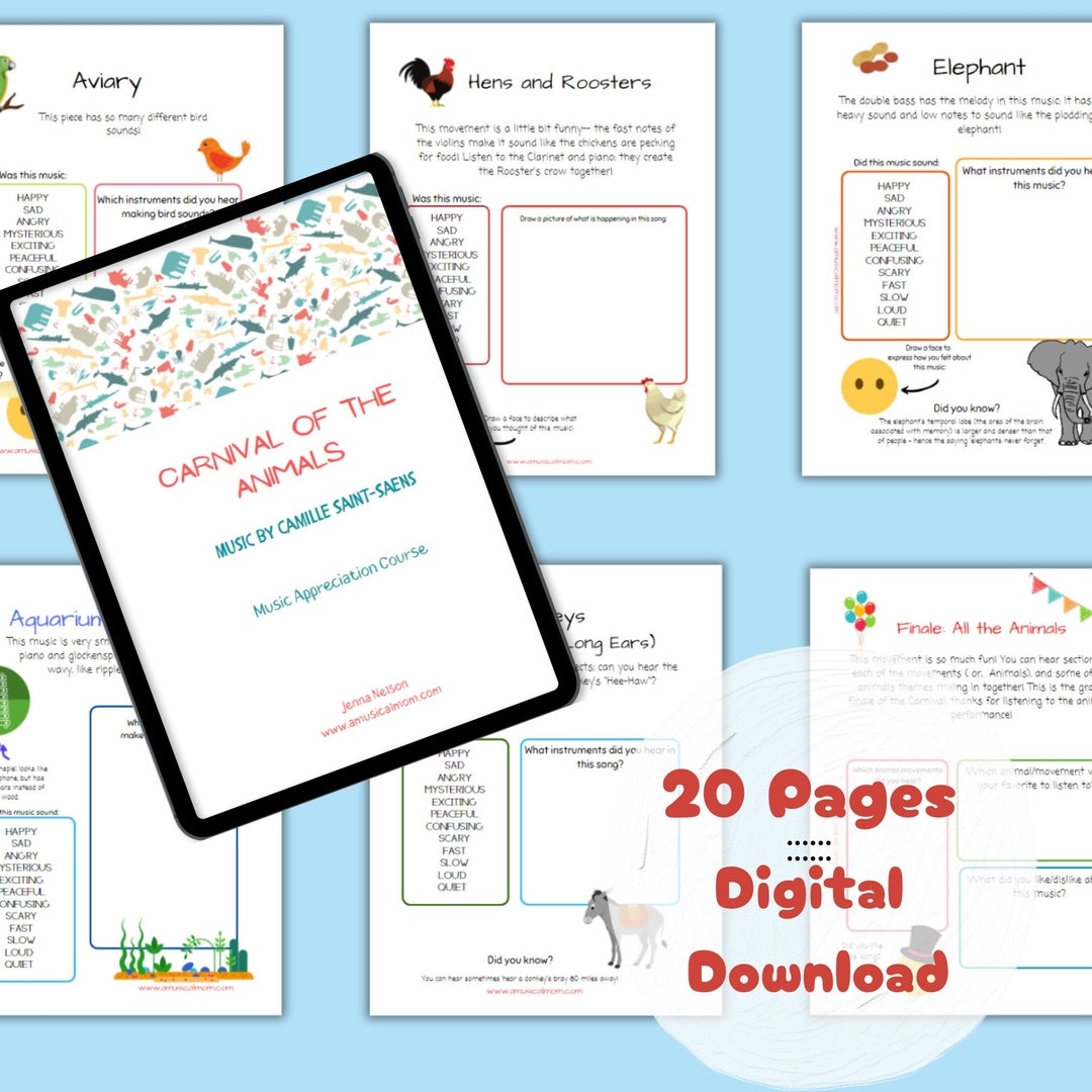 Carnival Of The Animals Unit Study Printables Music Appreciation Course For Kids Education And Homeschool Elementary Music Etsy Carnival Of The Animals Unit Study Printables Music Appreciation Course For Kids Education And Homeschool Elementary Music Etsy