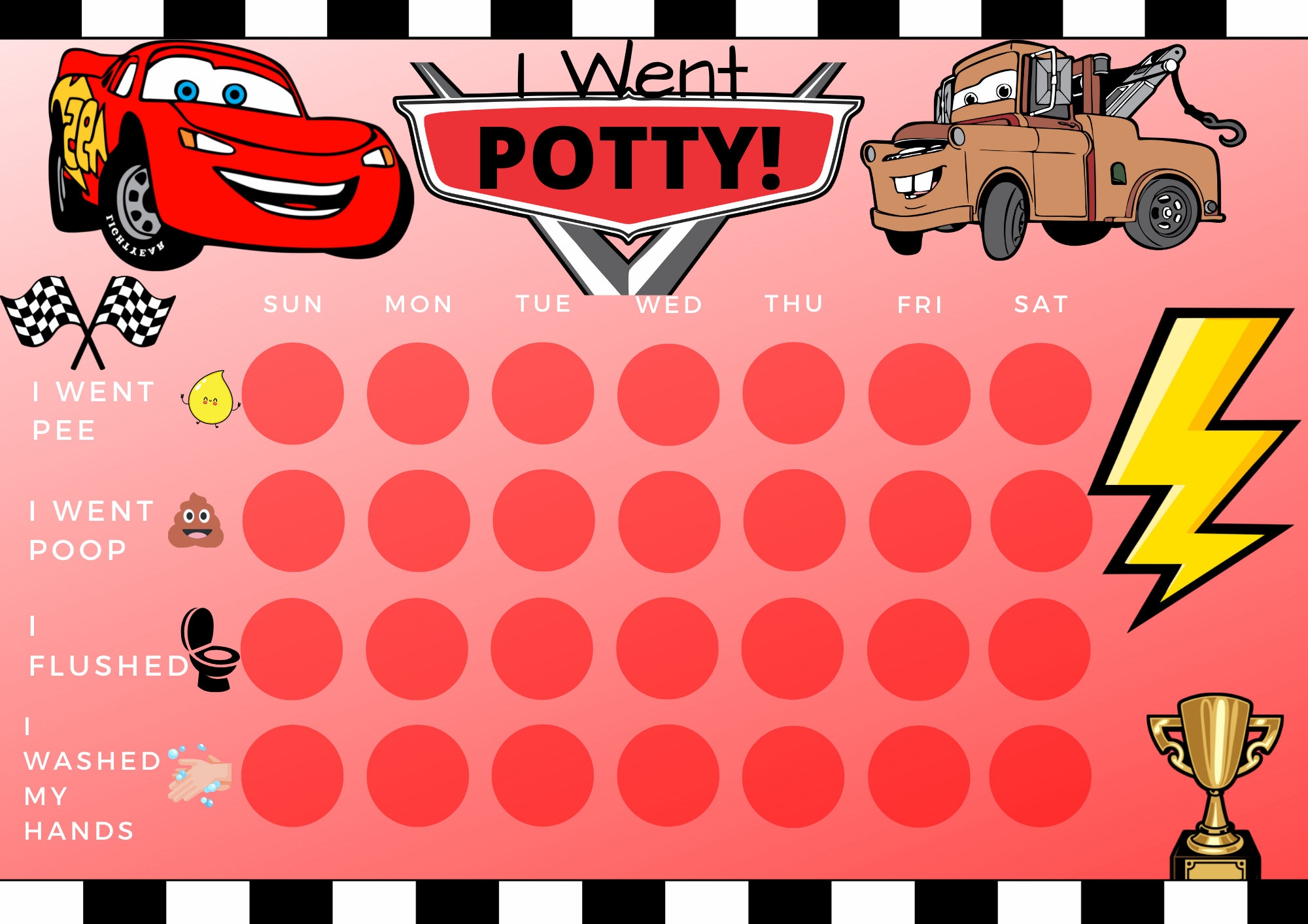 Cars Potty Chart Printable