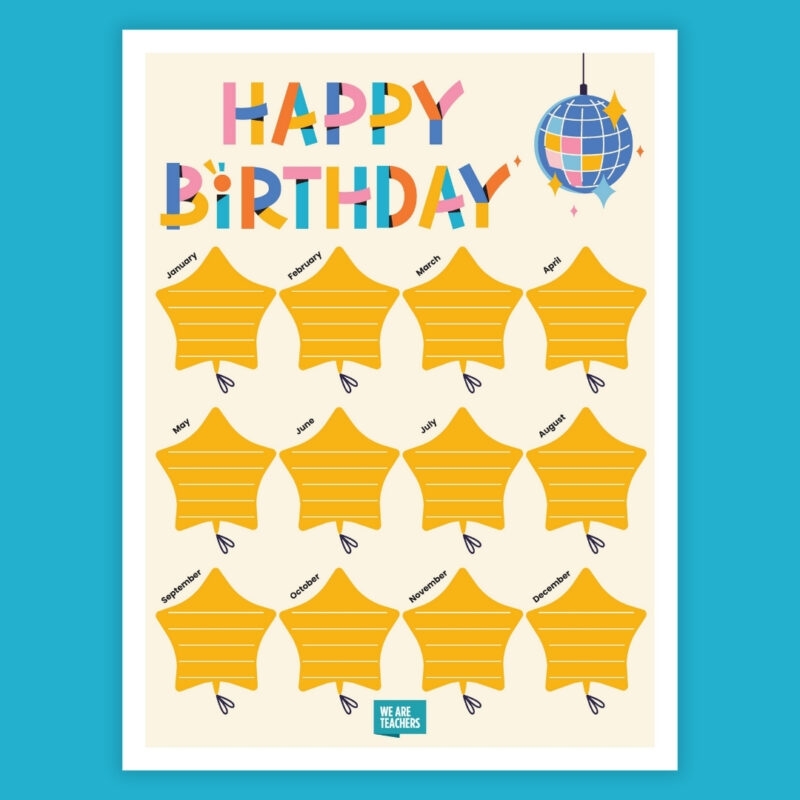 Printable Classroom Birthday Chart Free Printable