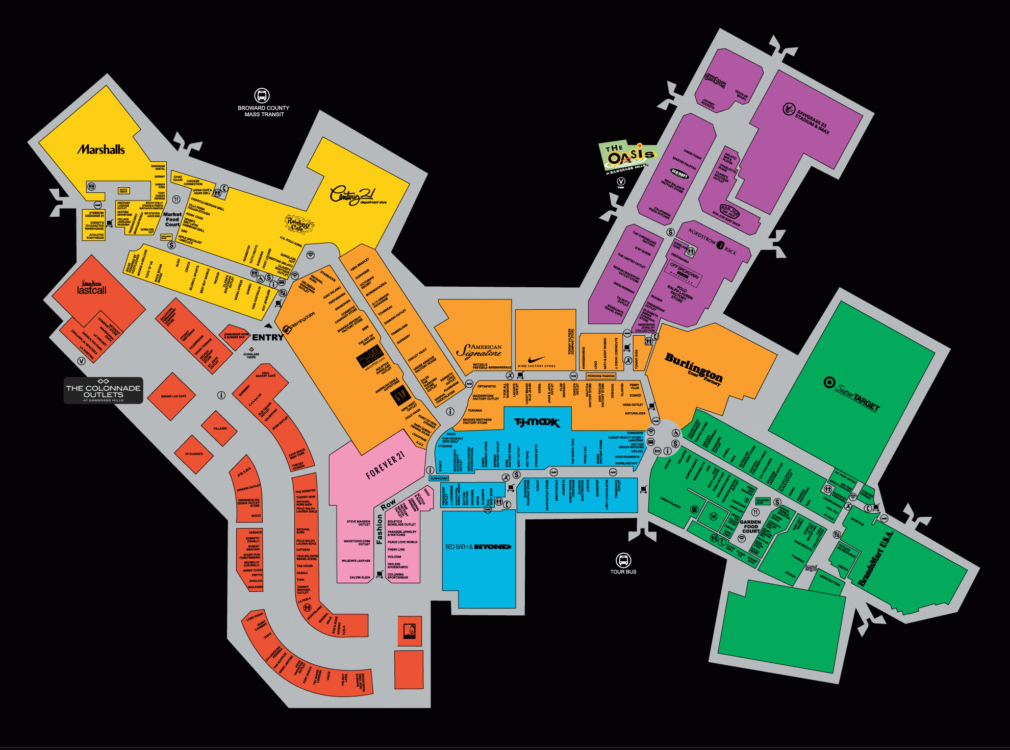 Center Map Of Sawgrass Mills A Shopping Center In Sunrise FL A Simon Property