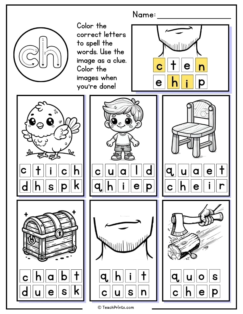 Ch Worksheets Free PDF Printables Teach Prints