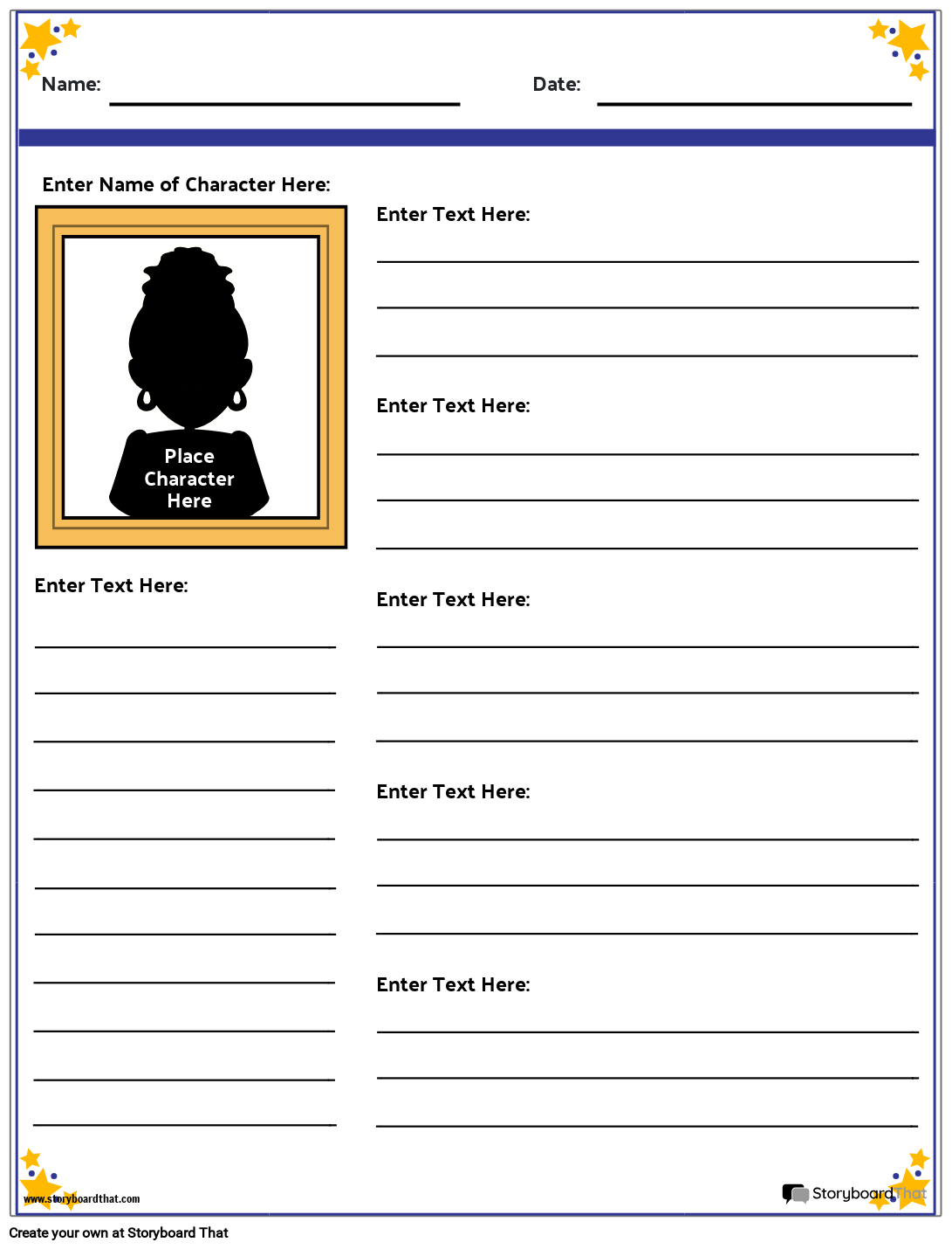 Character Chart Template Printable