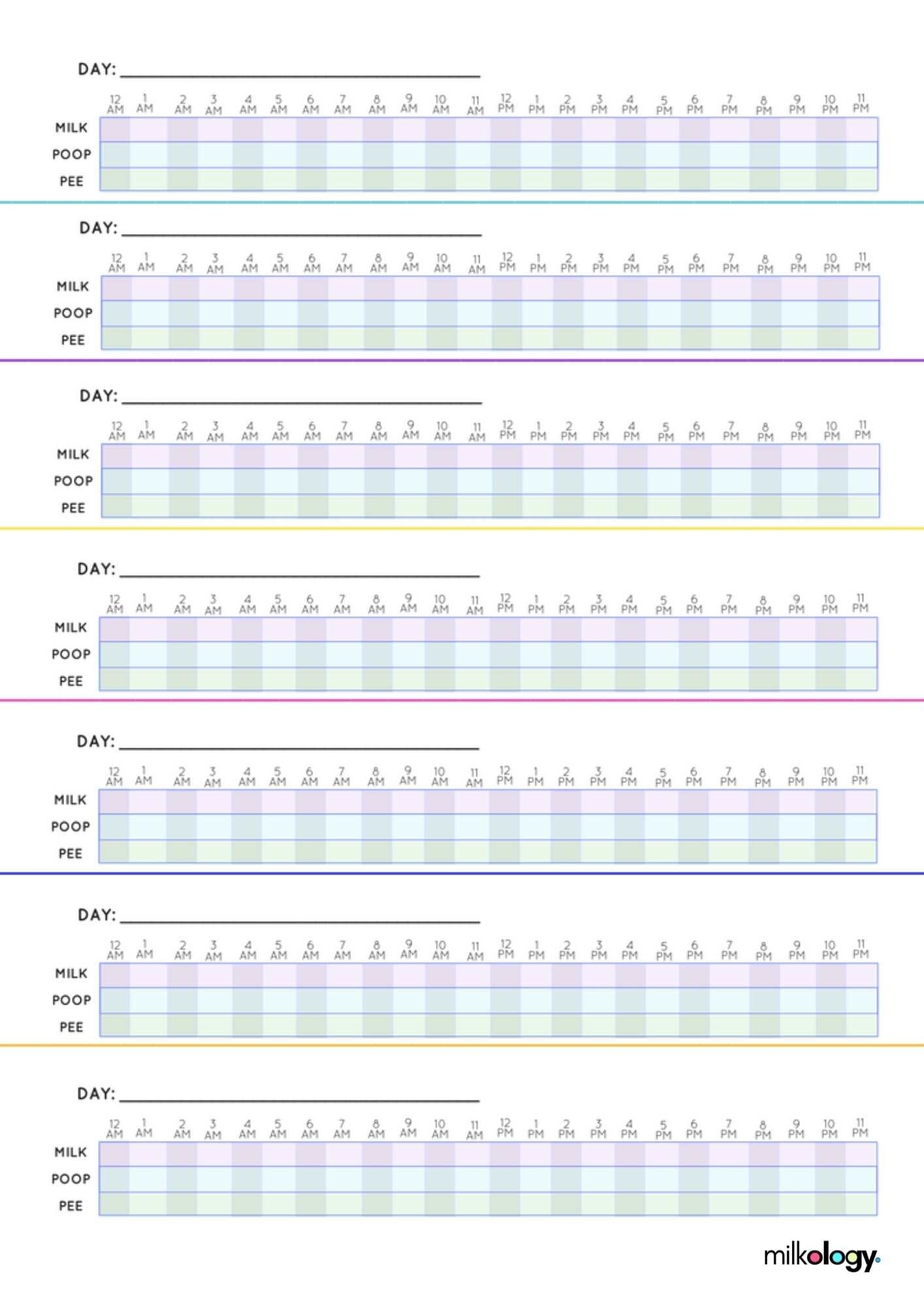 Newborn Feeding Diaper Chart Printable