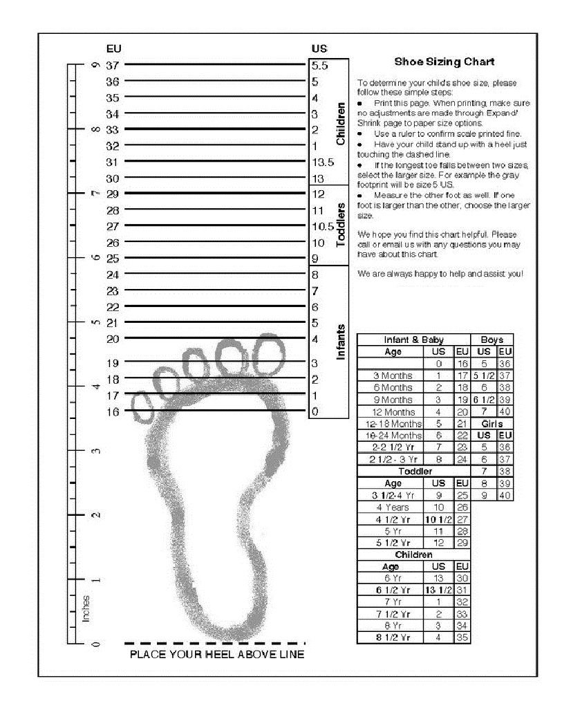 Child Foot Measure Chart Baby Foot Measurement Chart Children 039 s Shoe Size Printable Child Foot Measure Chart Baby Foot Measurement Chart Children 039 s Shoe Size Printable