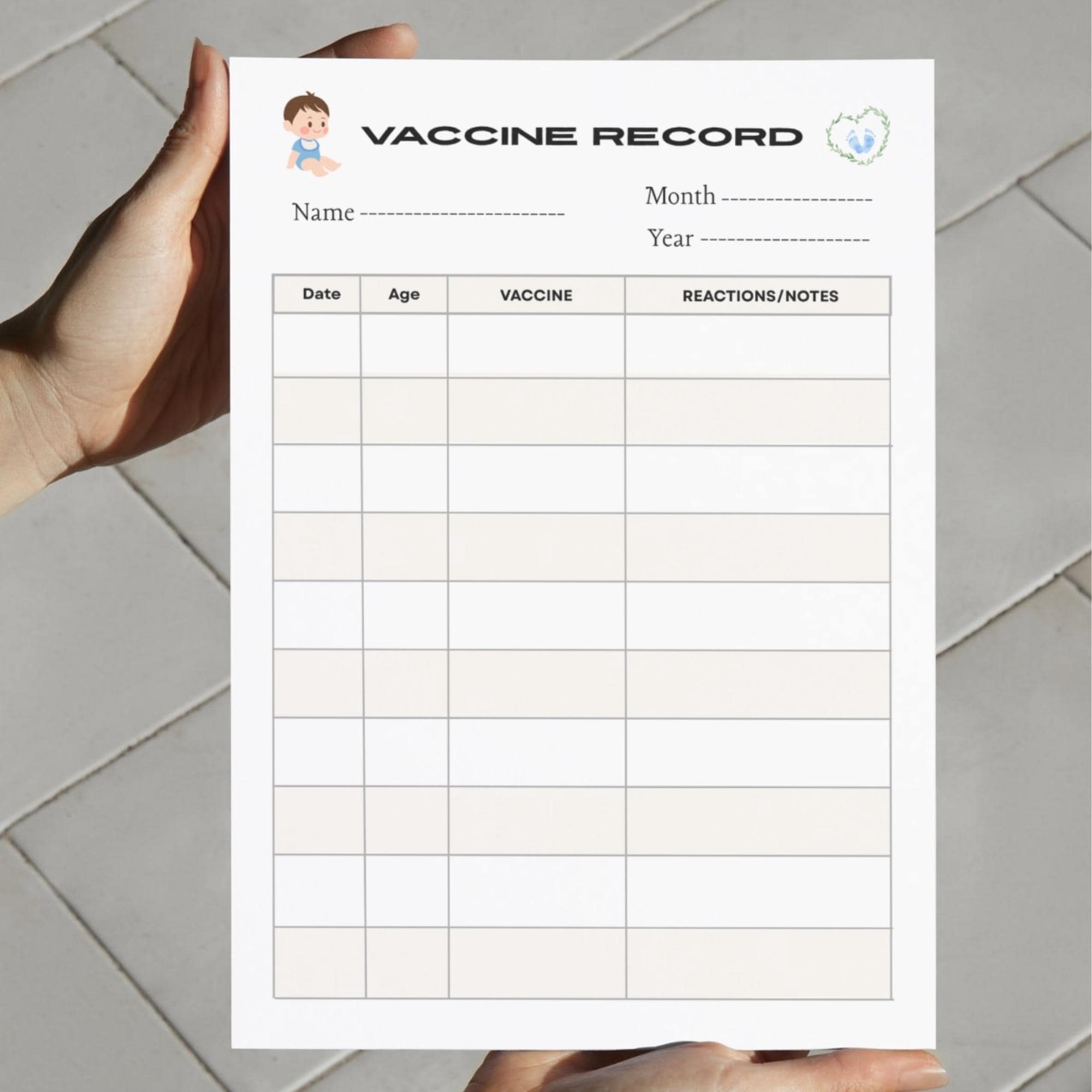 Child Immunization Record Template Etsy