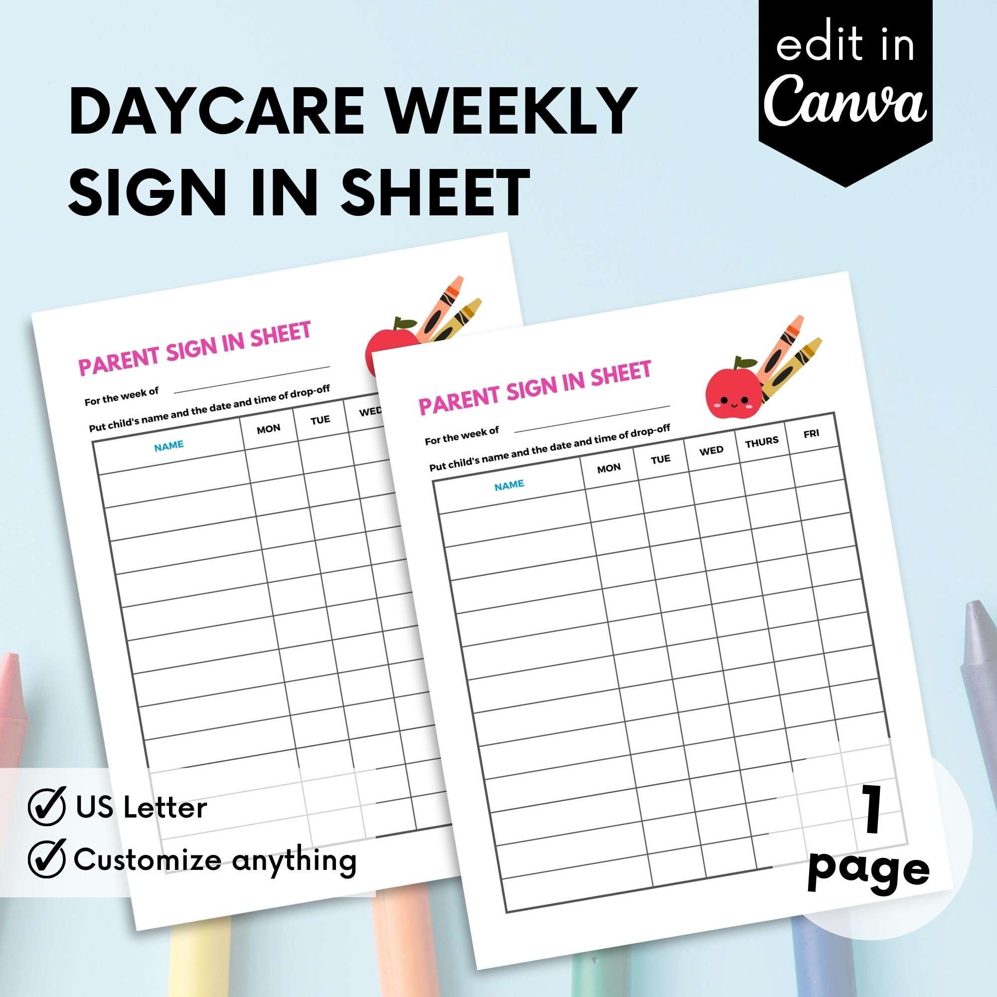 Daycare Sign In Sheets Printable
