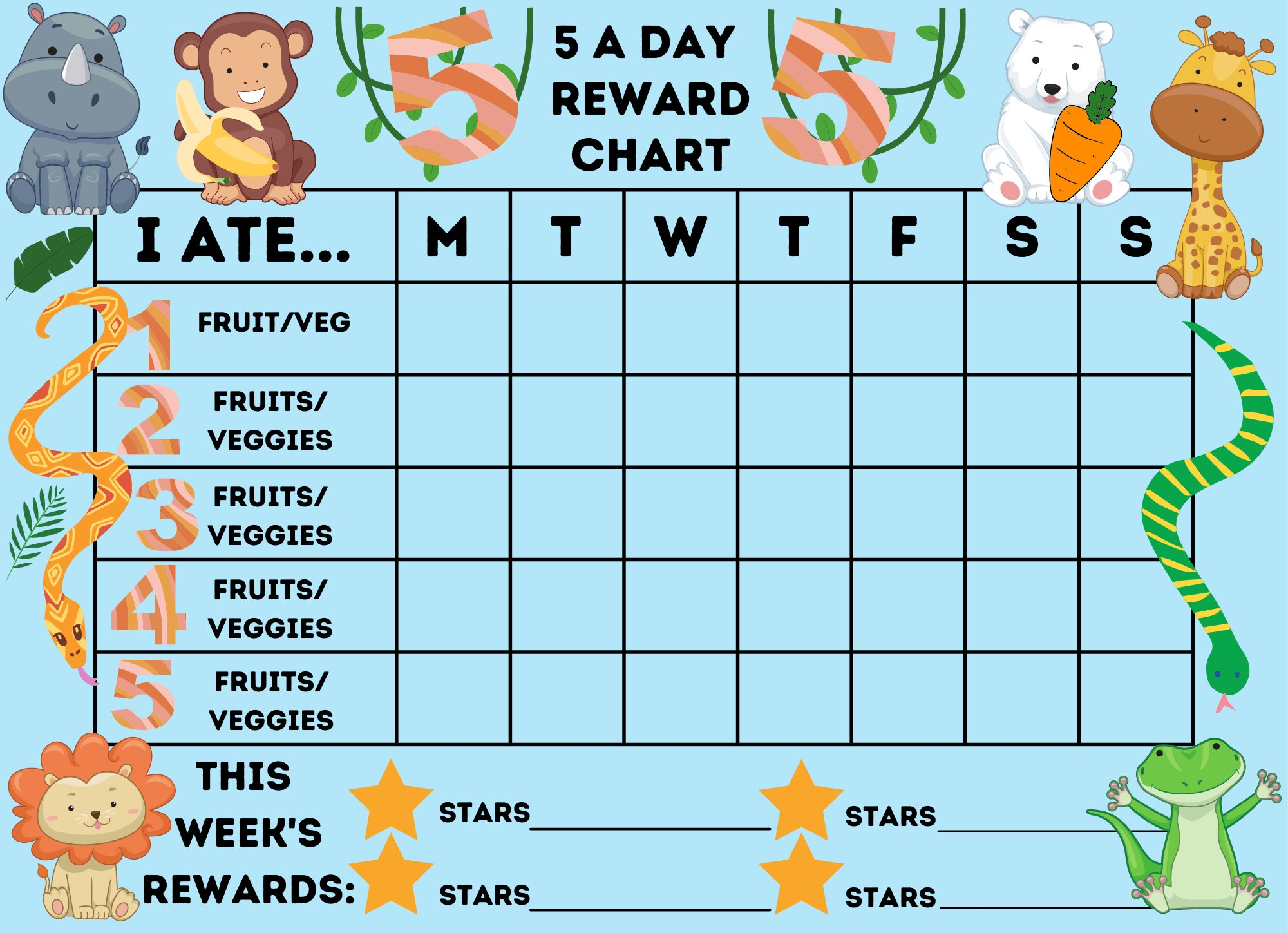 5 Day Reward Chart Printable