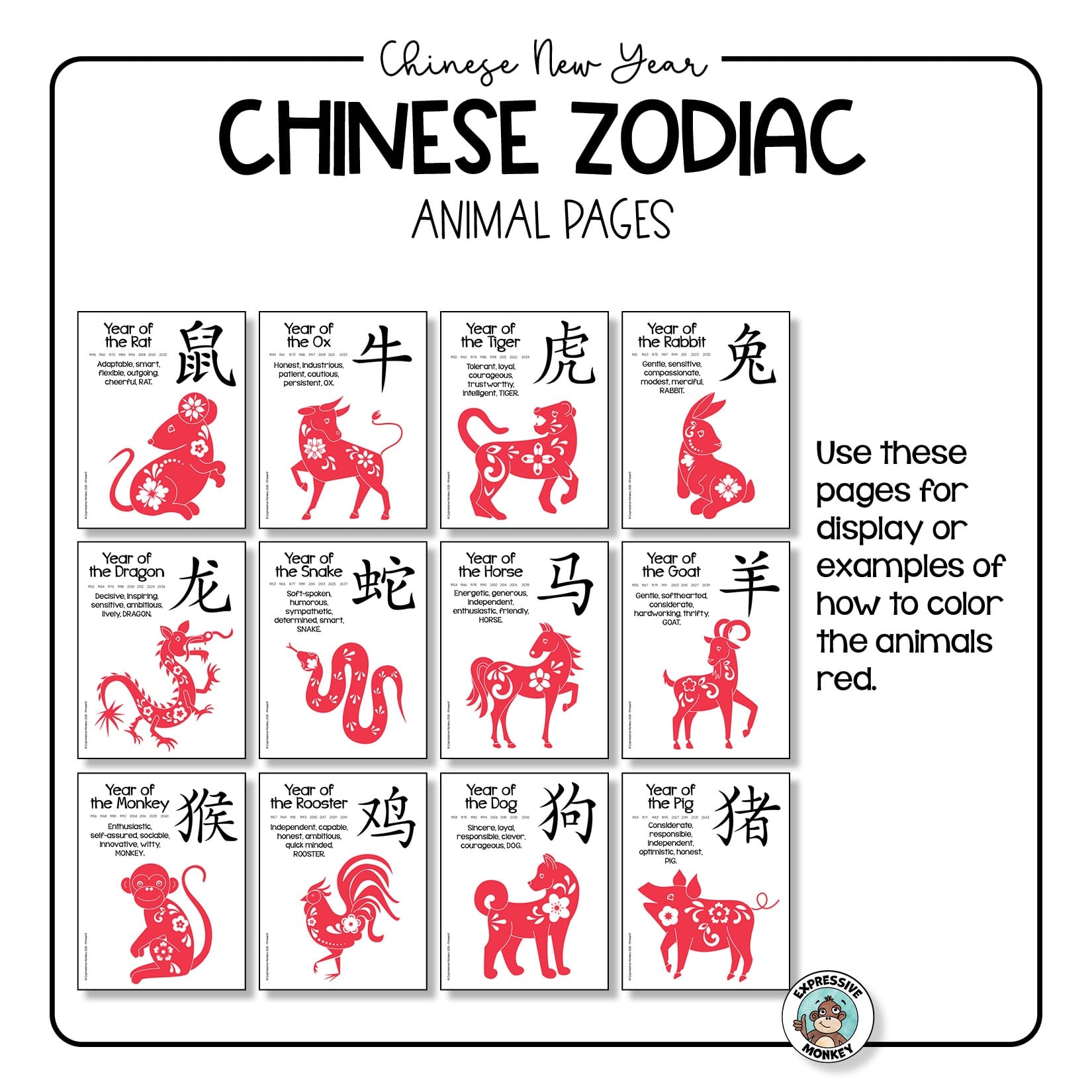 Free Chinese Zodiac Chart Printable