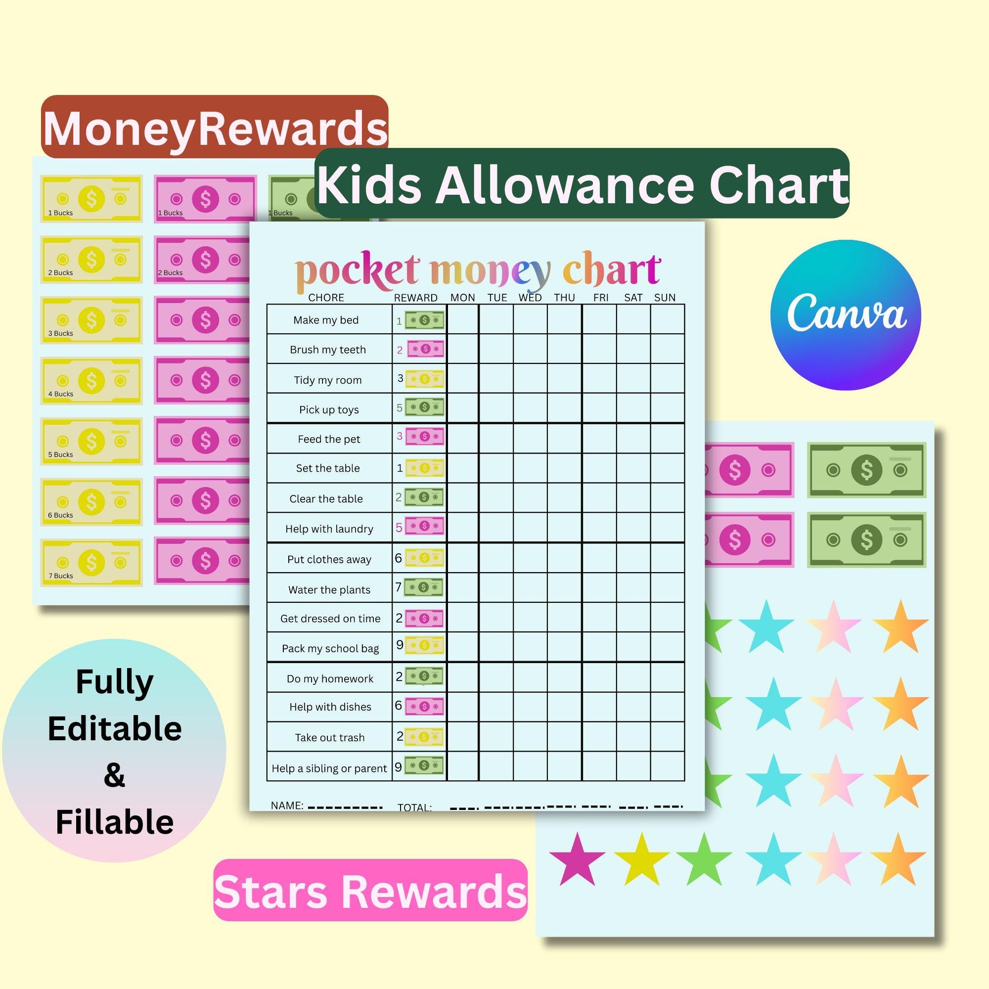 Chore And Pocket Money Etsy Chore And Pocket Money Etsy