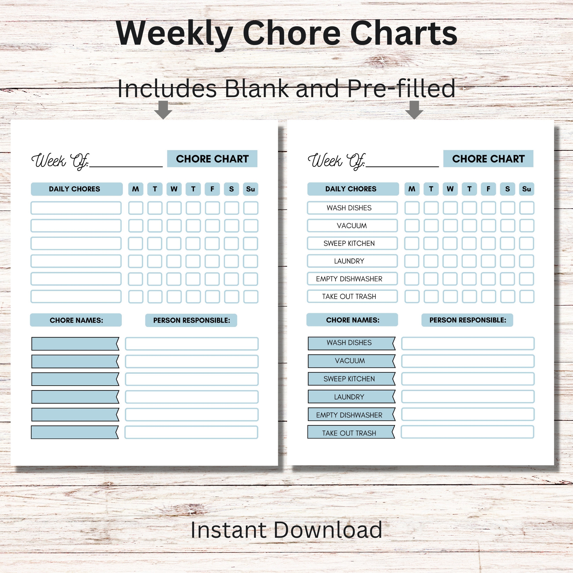 Chore Chart Printable Daily Chore Chart Couples Chore Chart Family Chore Chart Printable PDF Chore Chart For Roommates Weekly Chores Etsy