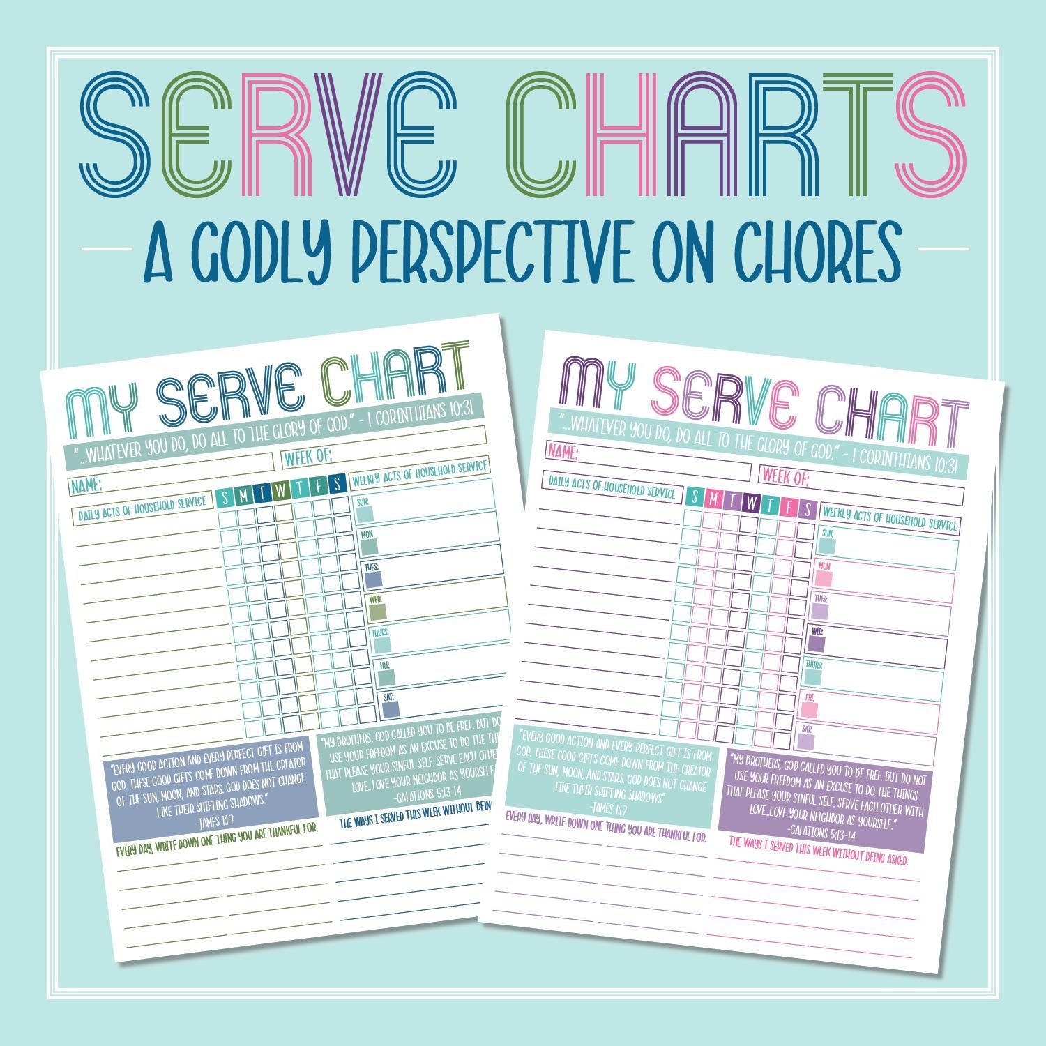 Christian Chore Chart Etsy
