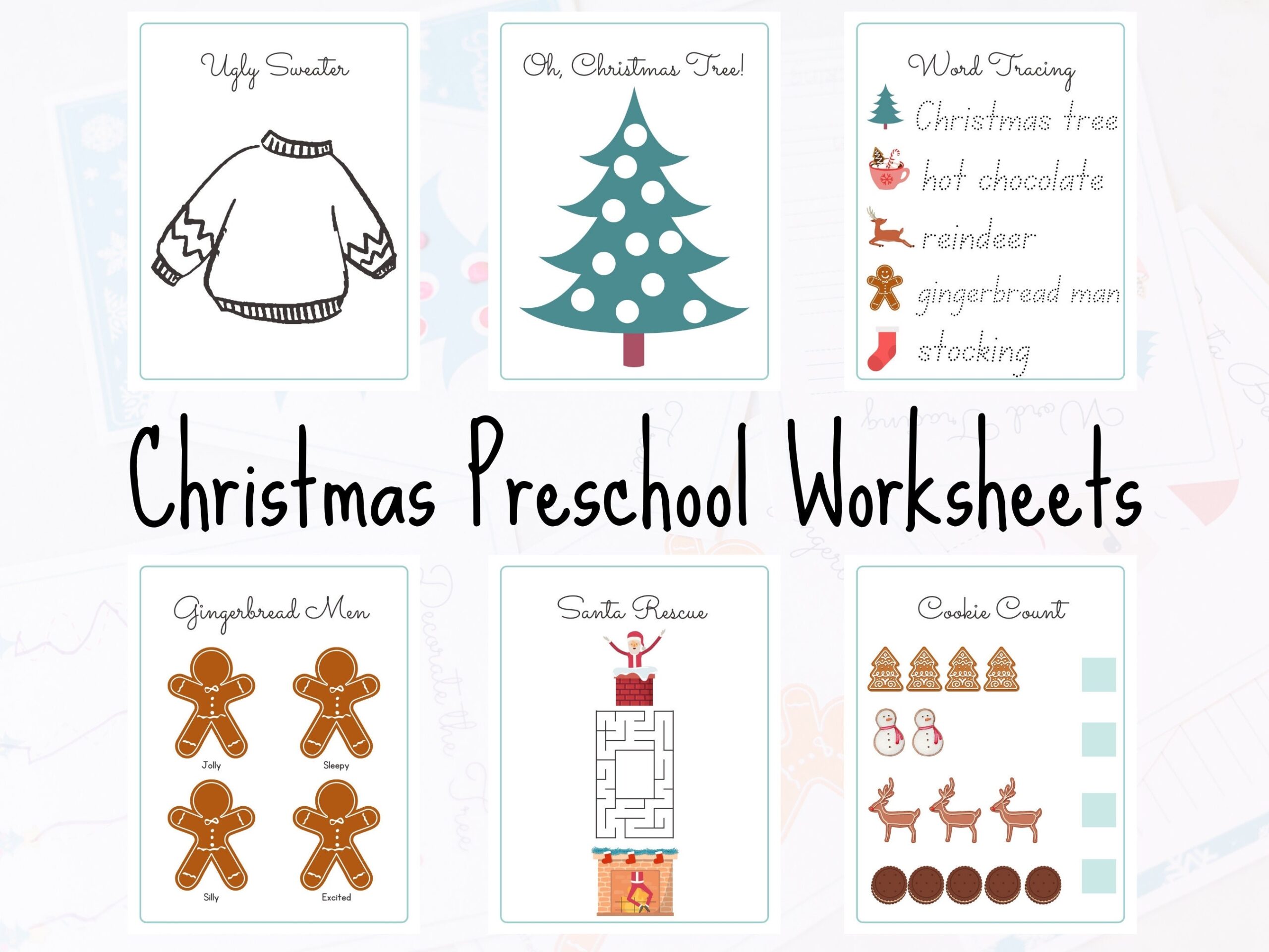 Christmas Printable Workbook Santa Preschool Activity Early 
