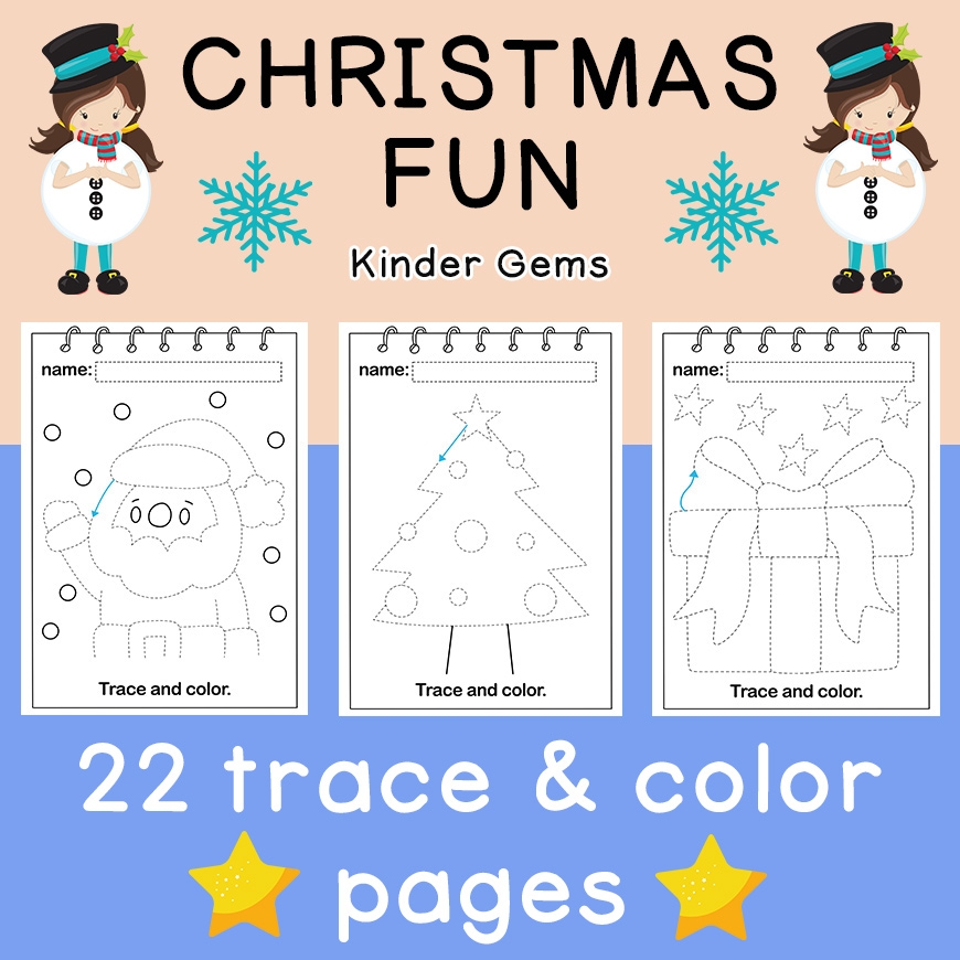 Christmas Trace And Color Worksheets Winter Unit Preschool 