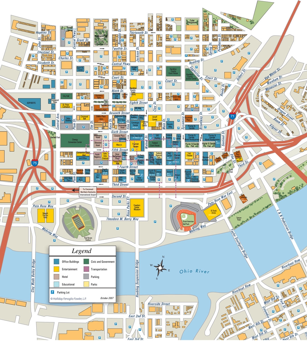 Cincinnati Central Business Map Roger Moore