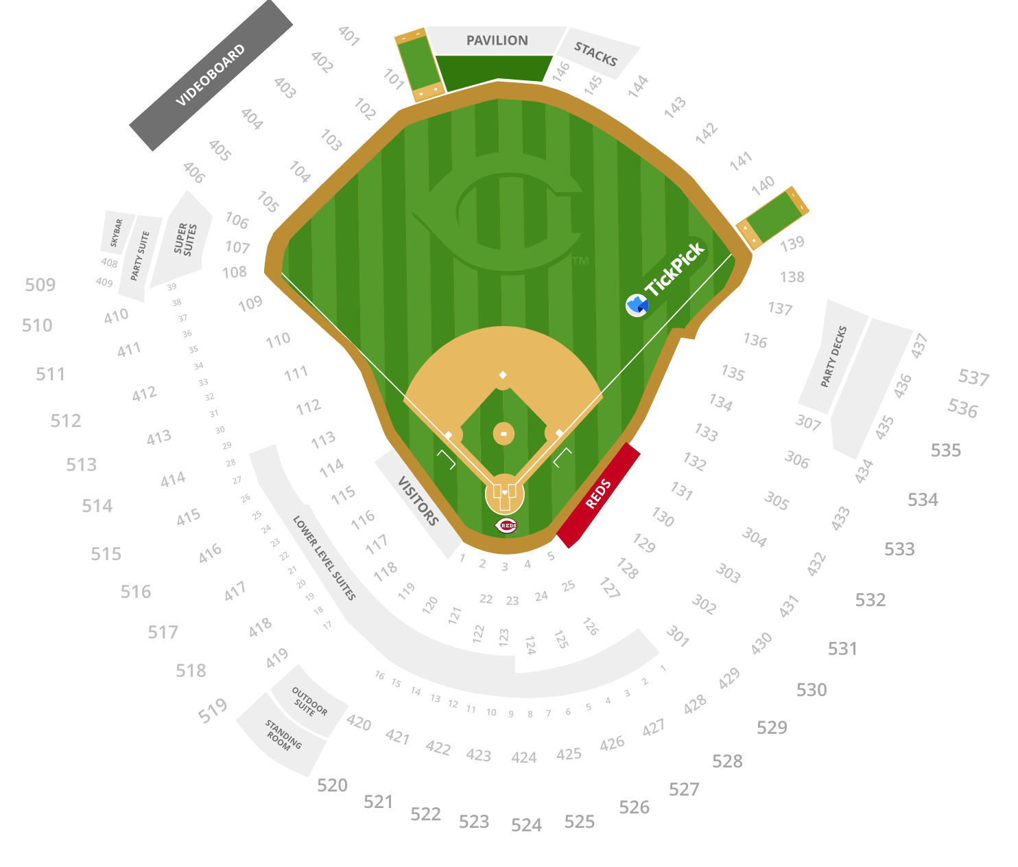 Printable Seating Chart Great American Ballpark