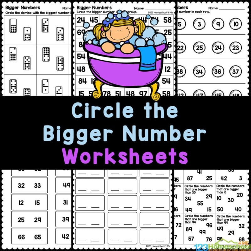 Circle The Bigger Number Comparing Numbers Worksheet