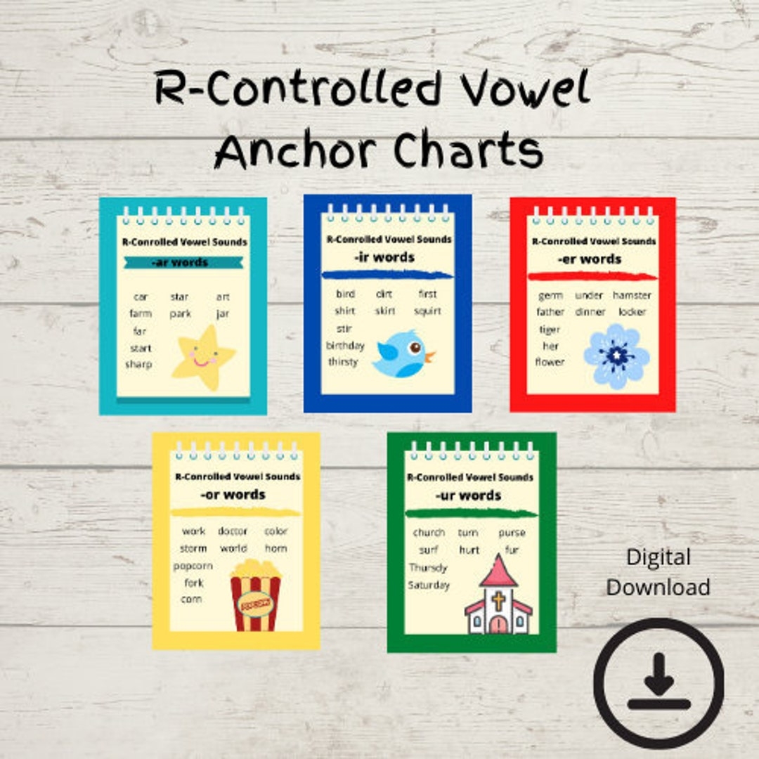 Classroom Resources R controlled Vowel Anchor Charts Phonics Posters Digital Download Kindergarten First Grade Special Education Etsy