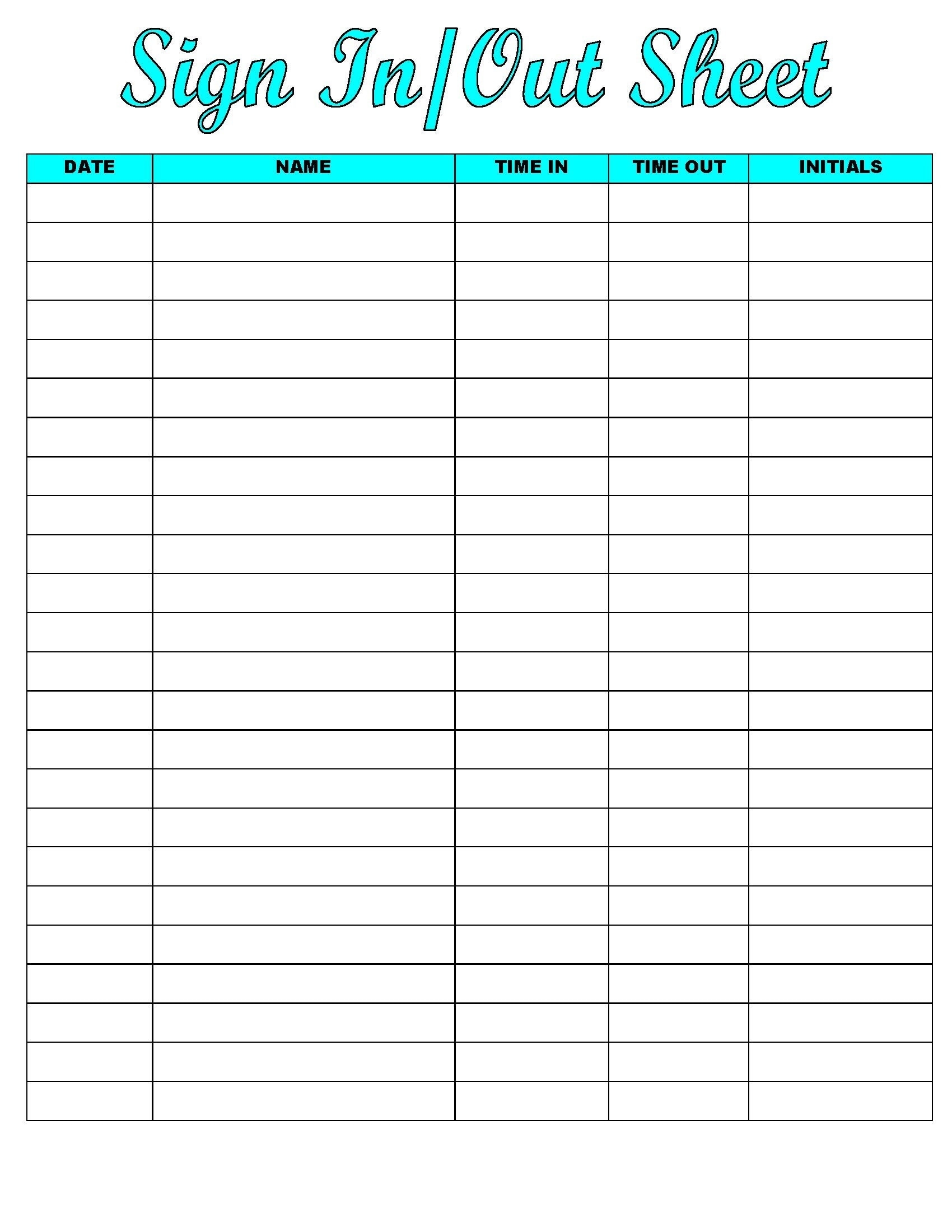 Clock In Out Sheet Etsy