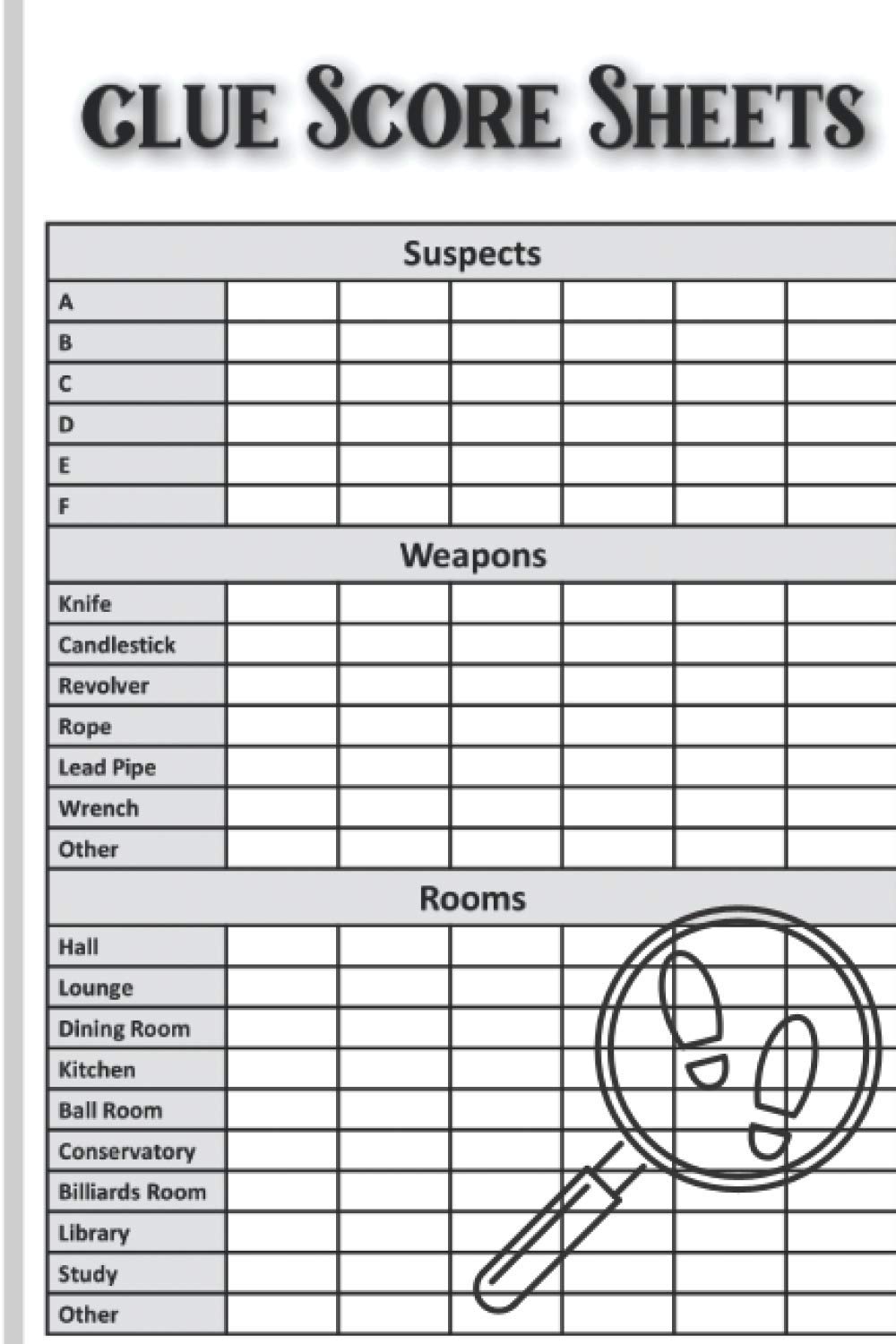 Clue Score Sheets 100 Clue Game Sheets For Tracking Your Favorite 