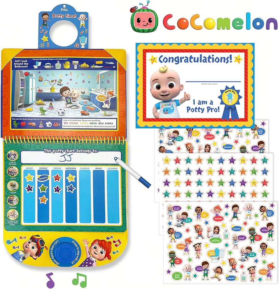 Cocomelon Potty Training Reward Chart Potty Time With JJ Workbook Includes Stories Activities Stickers Sound Button And Wipe Clean Chart Cottage Door Press 9781646386239 Amazon Books