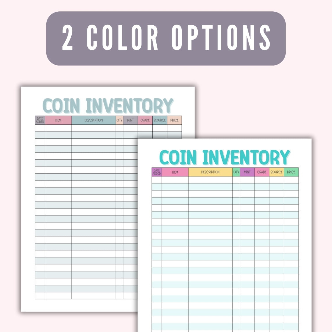 Coin Inventory Log Printable Coin Collection Tracker Collectible Coin Inventory Log Instant Download Coin Collecting Record Keeping Pdf Etsy
