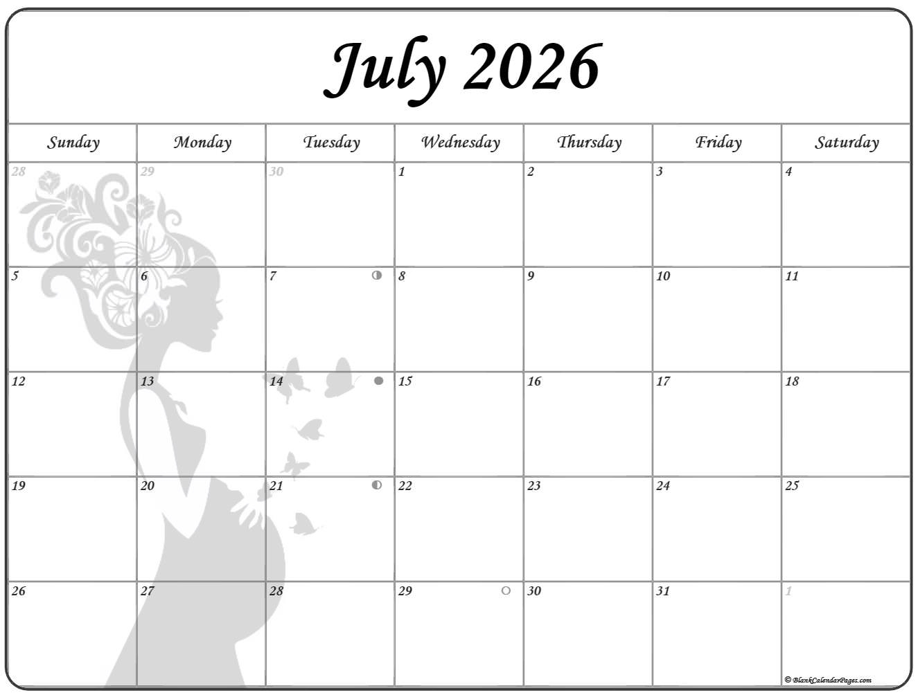 Printable Calendar For July 2026