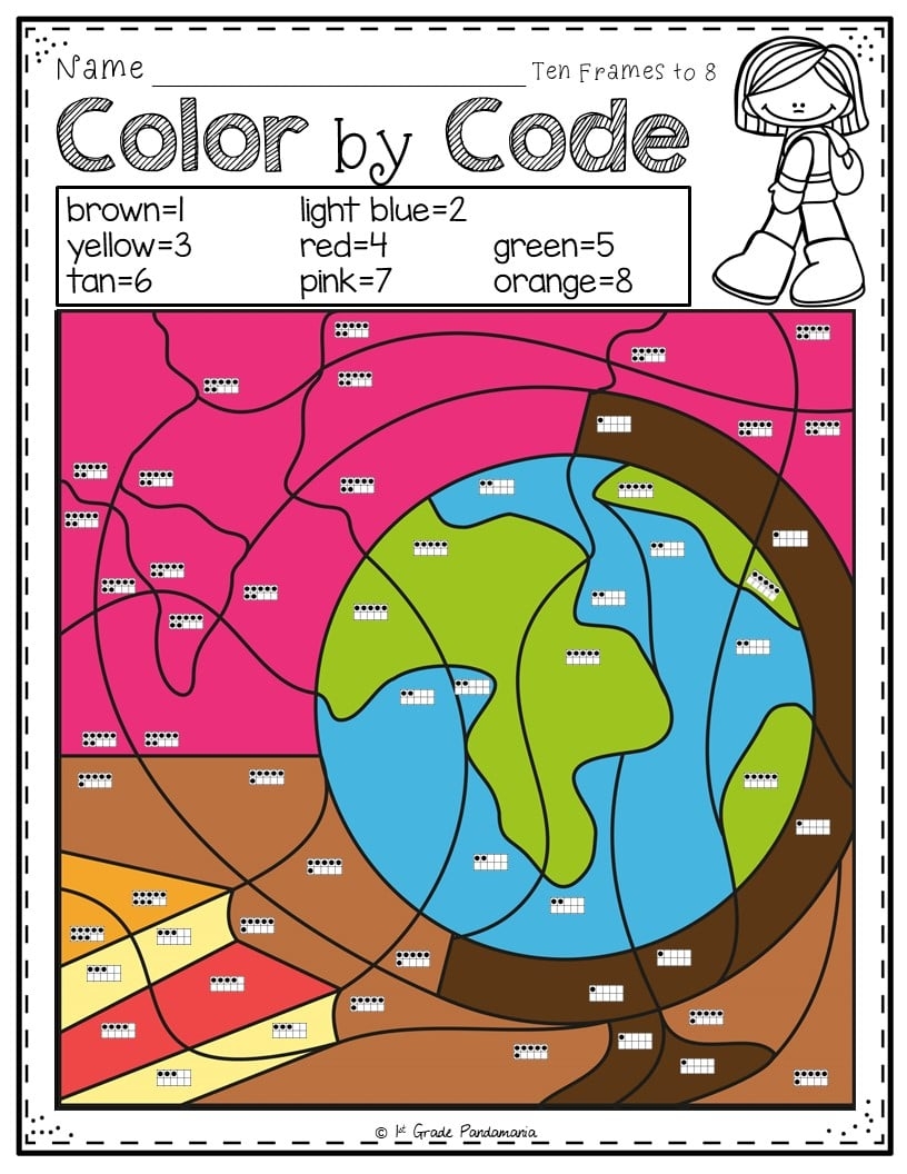 Color By Number Math Worksheets Back To School 1st Grade Pandamania