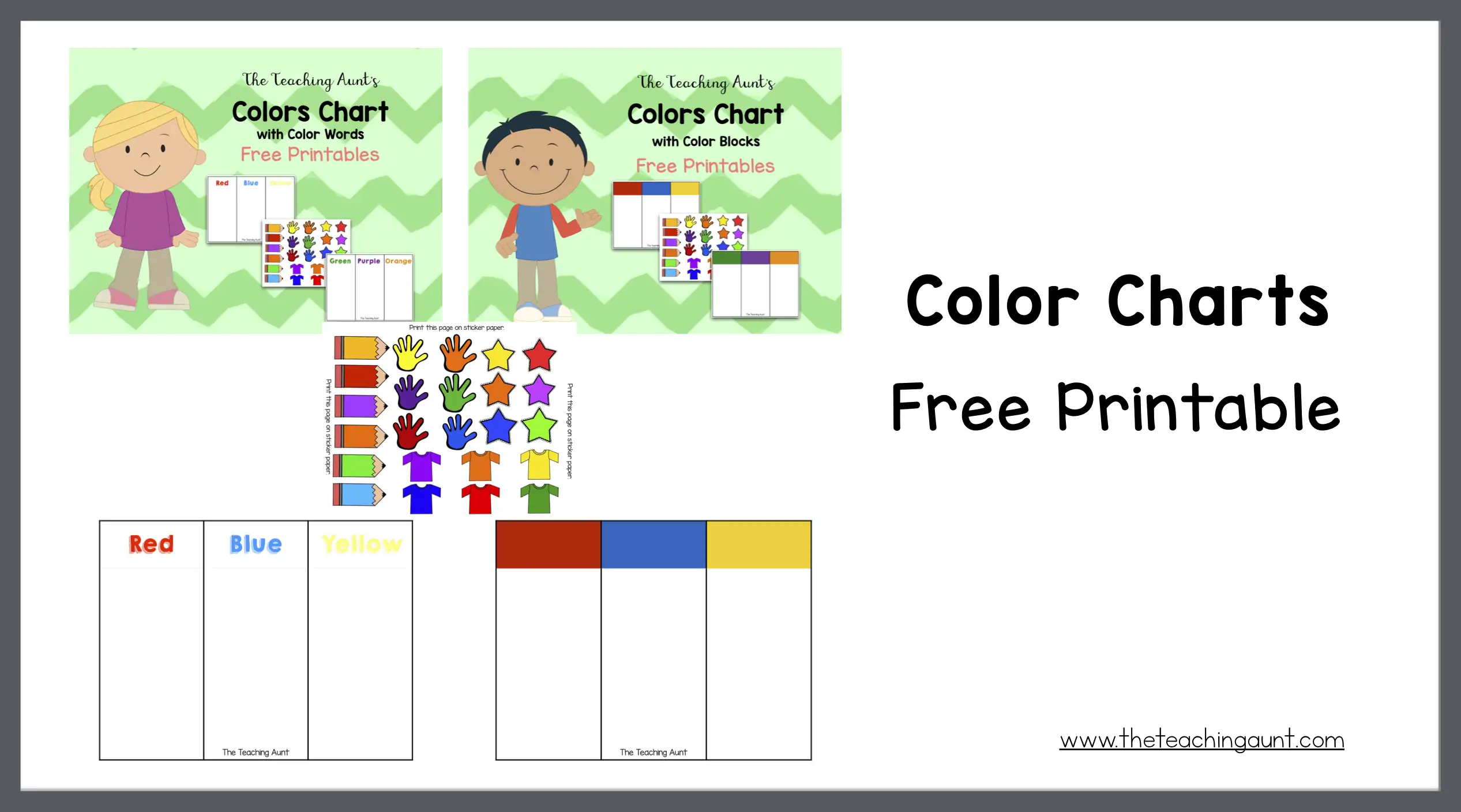 Color Charts For Toddlers And Preschoolers Free Printable The Teaching Aunt