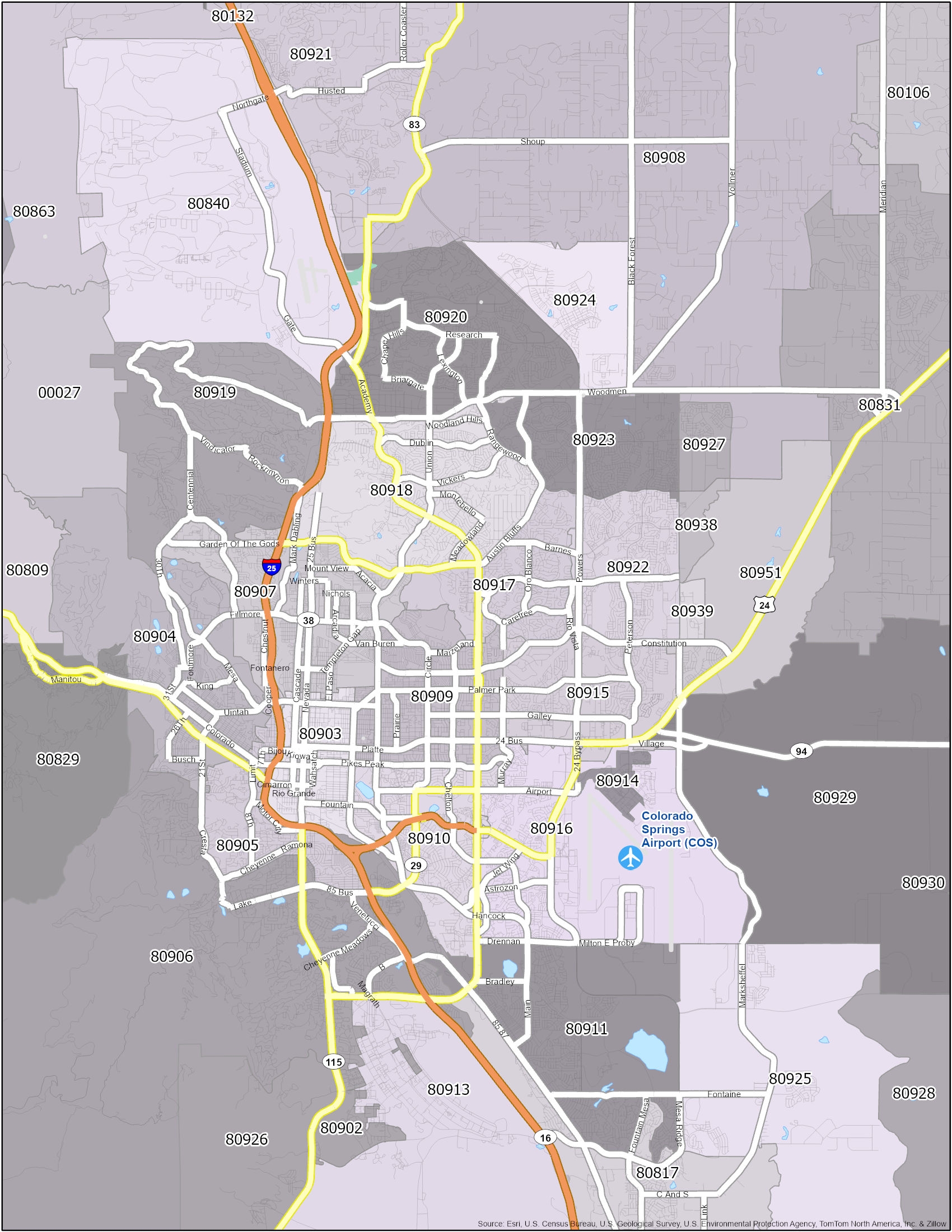 Colorado Springs Zip Code Map GIS Geography