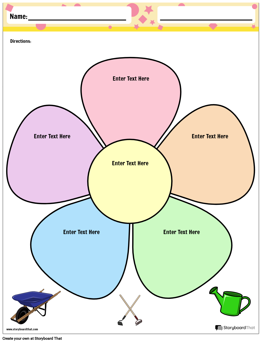 Colorful Flower Petal Graphic Organizer Template