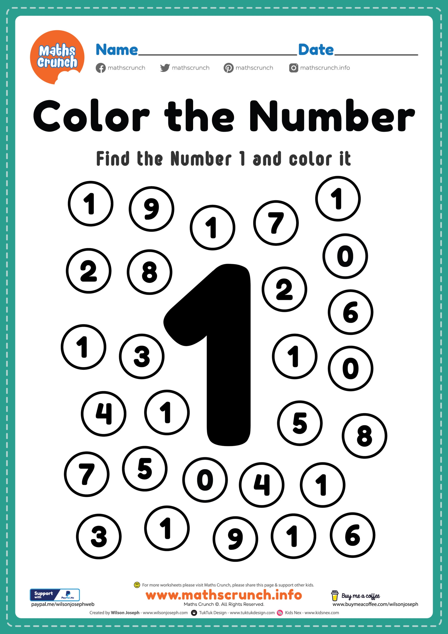 Coloring Numbers Number 1 Worksheet Free Printable PDF Coloring Numbers Number 1 Worksheet Free Printable PDF