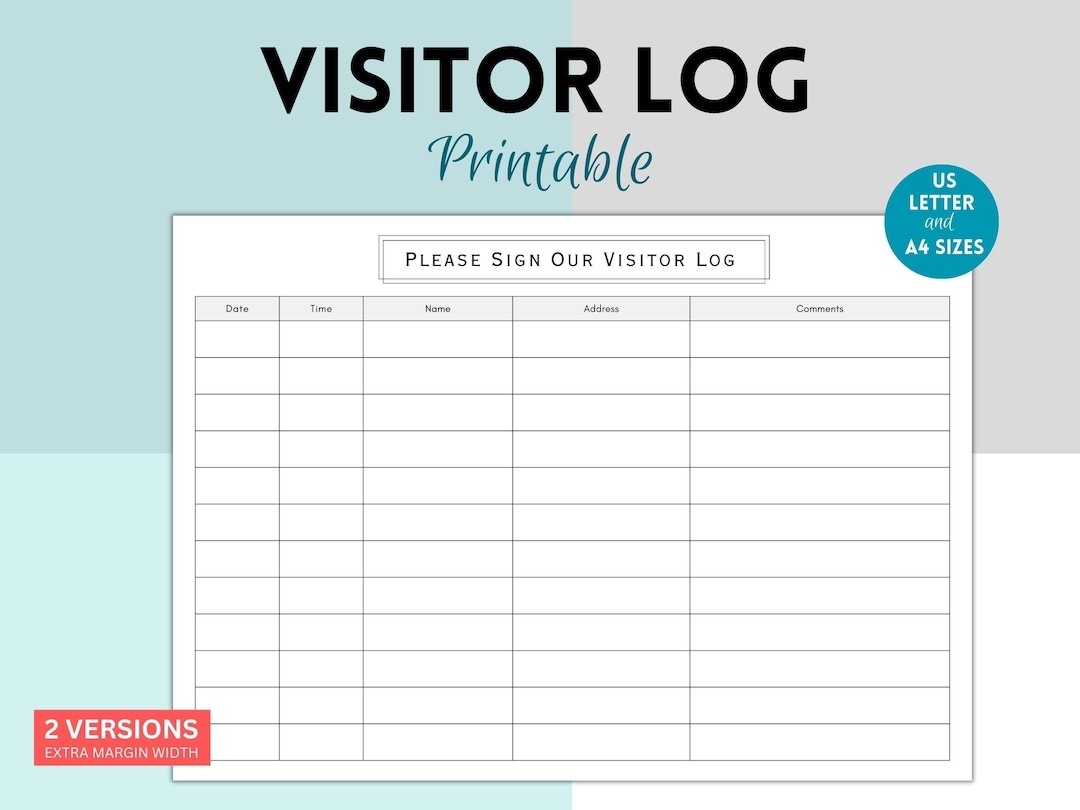Confidential Visitor Sign In Sheets Visitor Log Book Fine Entry Record