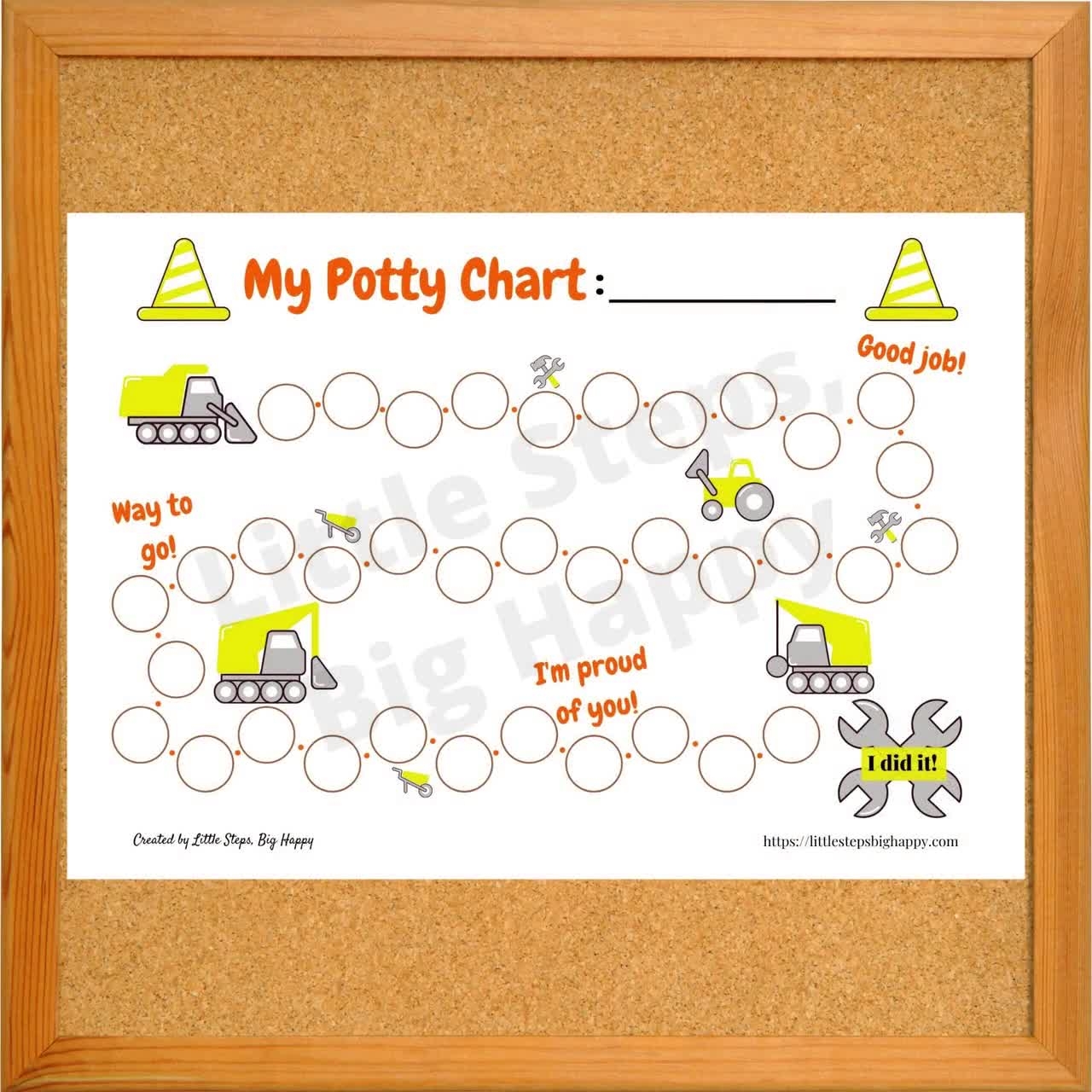 Construction Potty Training Sticker Chart Fun Printable PDF Etsy
