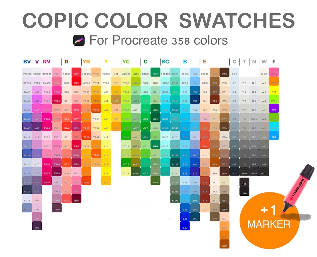 Printable Copic Sketch Color Chart