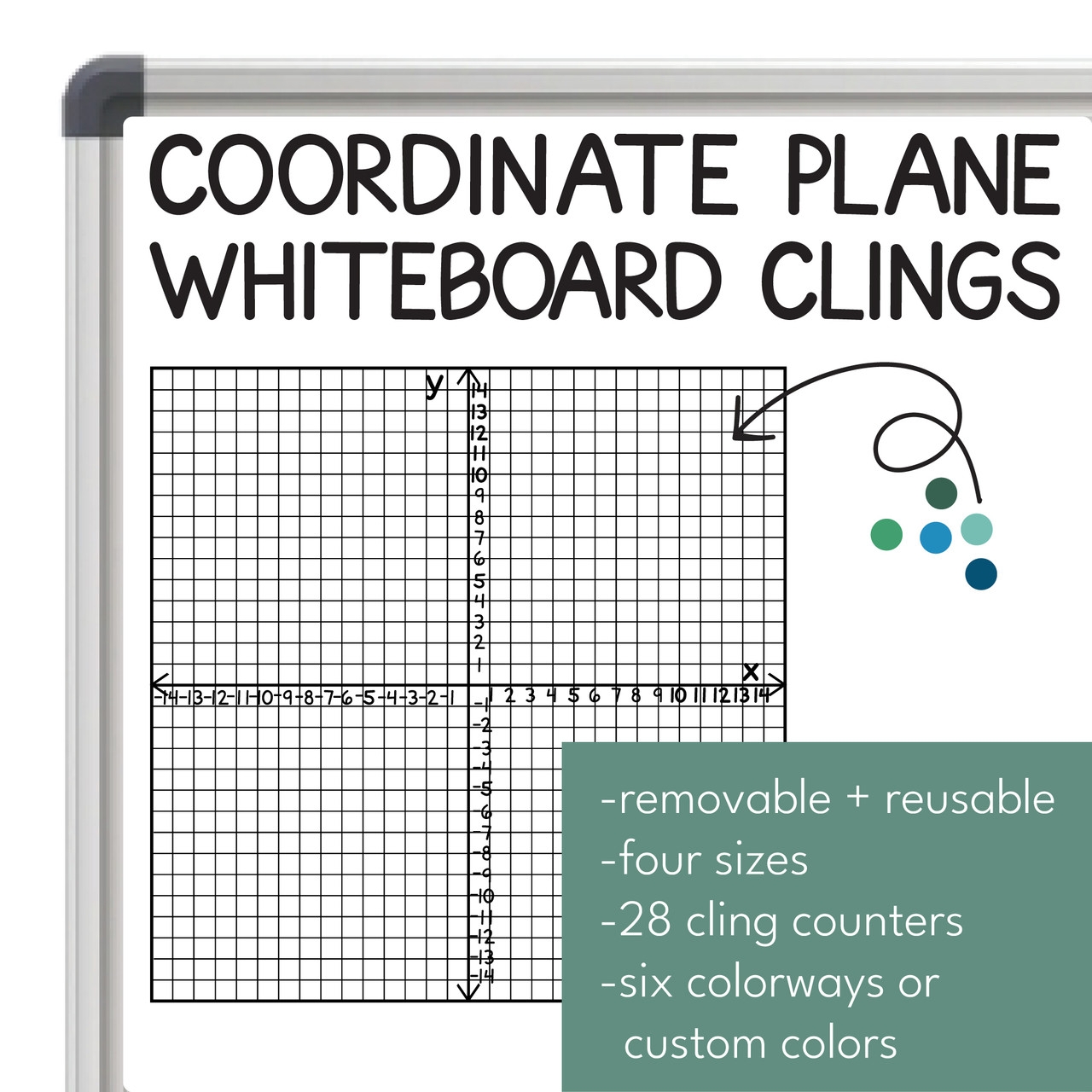 Coordinate Plane Whiteboard Cling Set