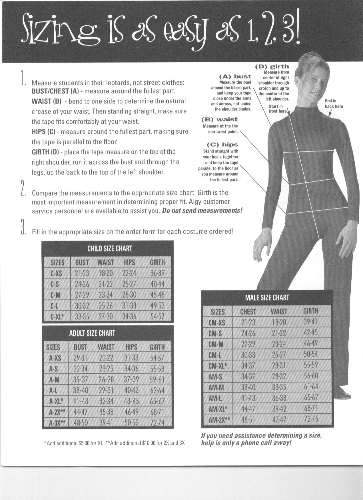 Free Printable Costumer Measurement Chart